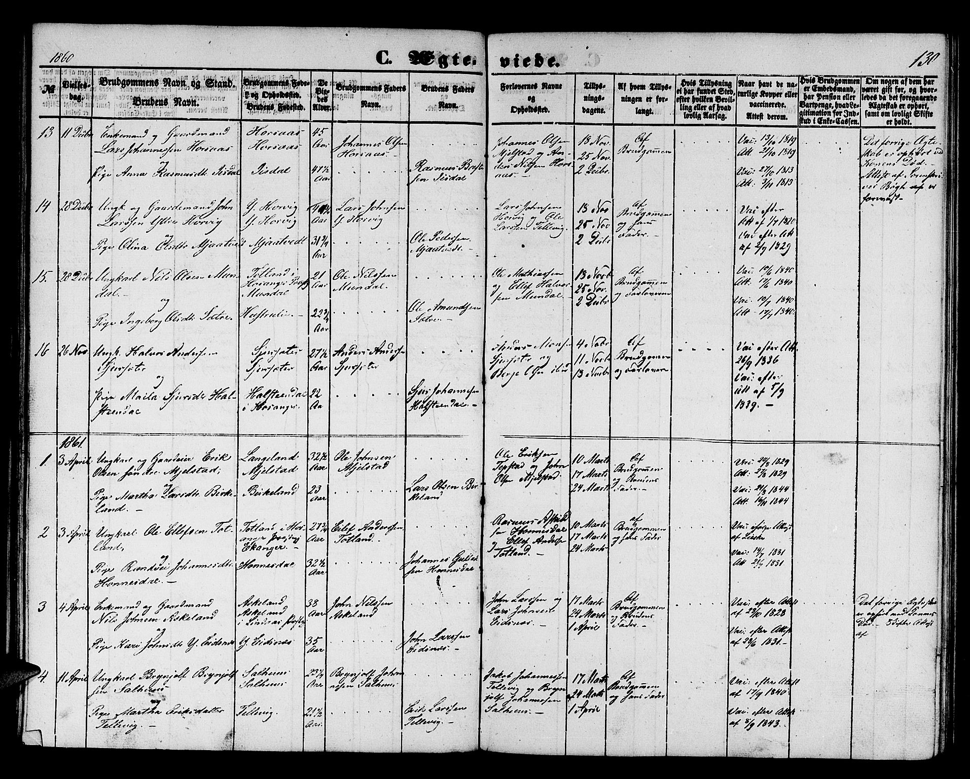 Hamre sokneprestembete, SAB/A-75501/H/Ha/Hab: Parish register (copy) no. B 1, 1852-1863, p. 130