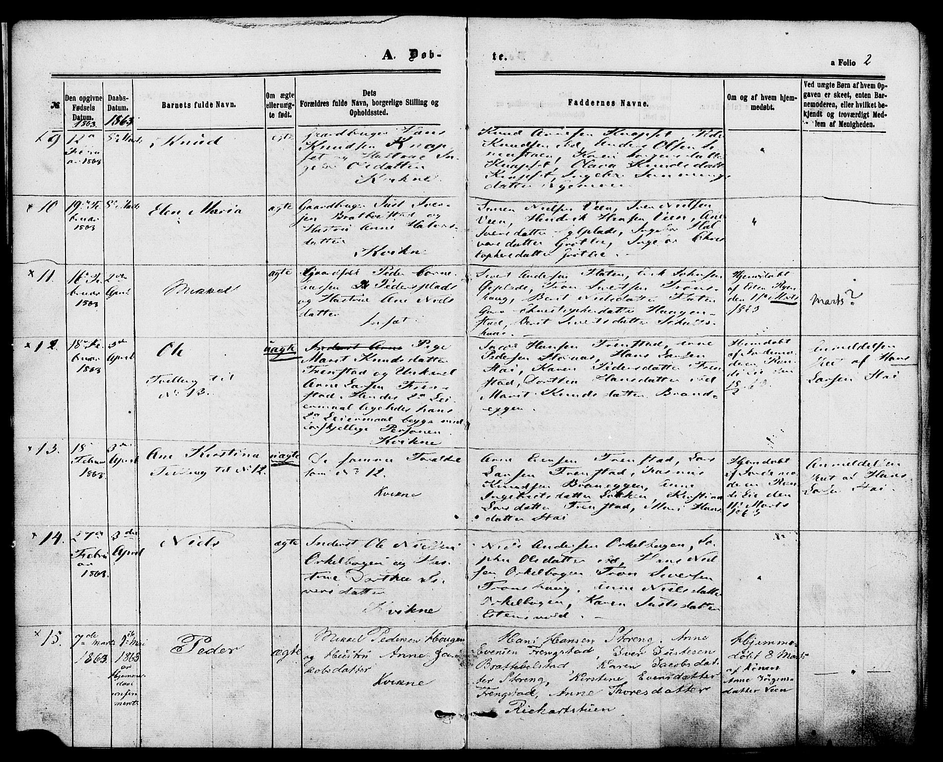 Kvikne prestekontor, AV/SAH-PREST-064/H/Ha/Haa/L0006: Parish register (official) no. 6, 1863-1886, p. 2