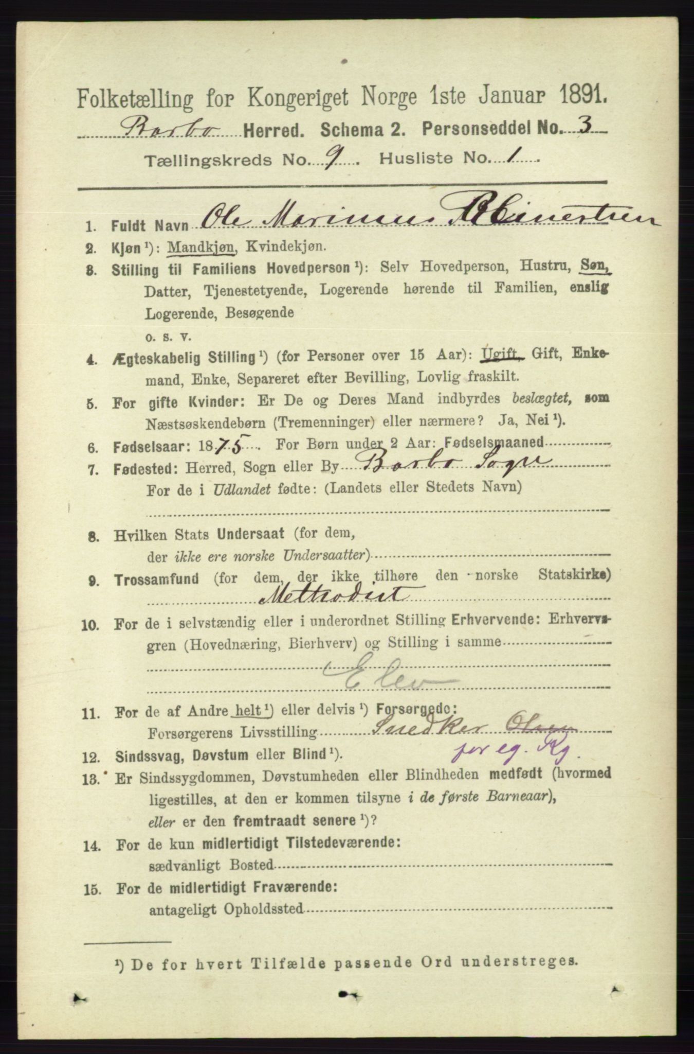 RA, 1891 census for 0990 Barbu, 1891, p. 7174