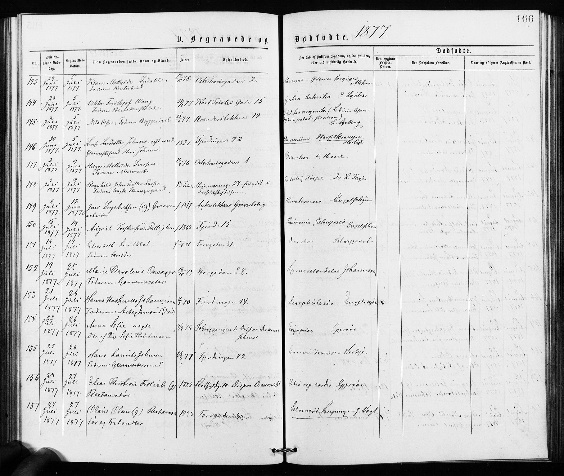 Jakob prestekontor Kirkebøker, SAO/A-10850/F/Fa/L0002: Parish register (official) no. 2, 1875-1879, p. 166
