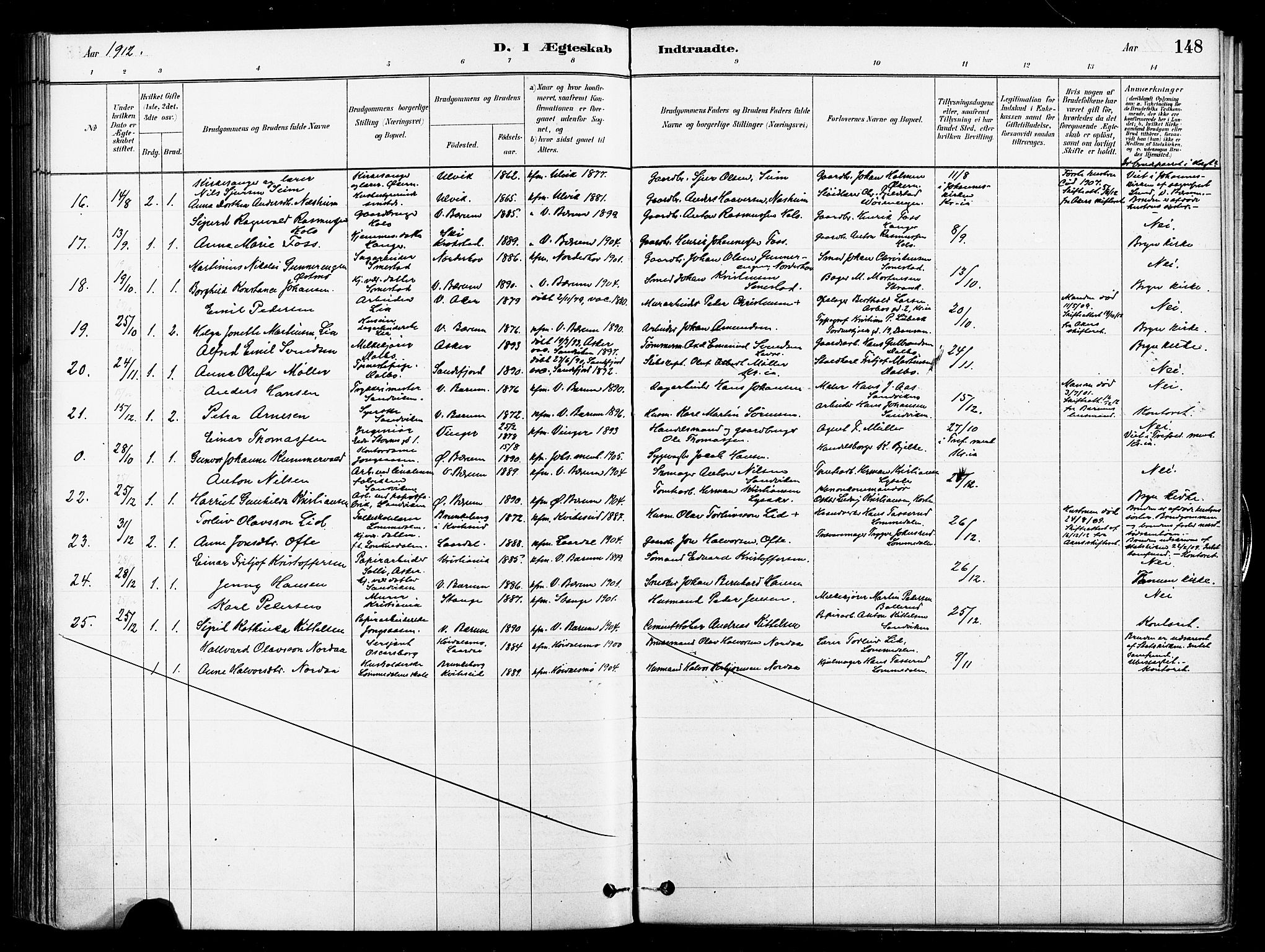 Asker prestekontor Kirkebøker, SAO/A-10256a/F/Fb/L0002: Parish register (official) no. II 2, 1879-1921, p. 148