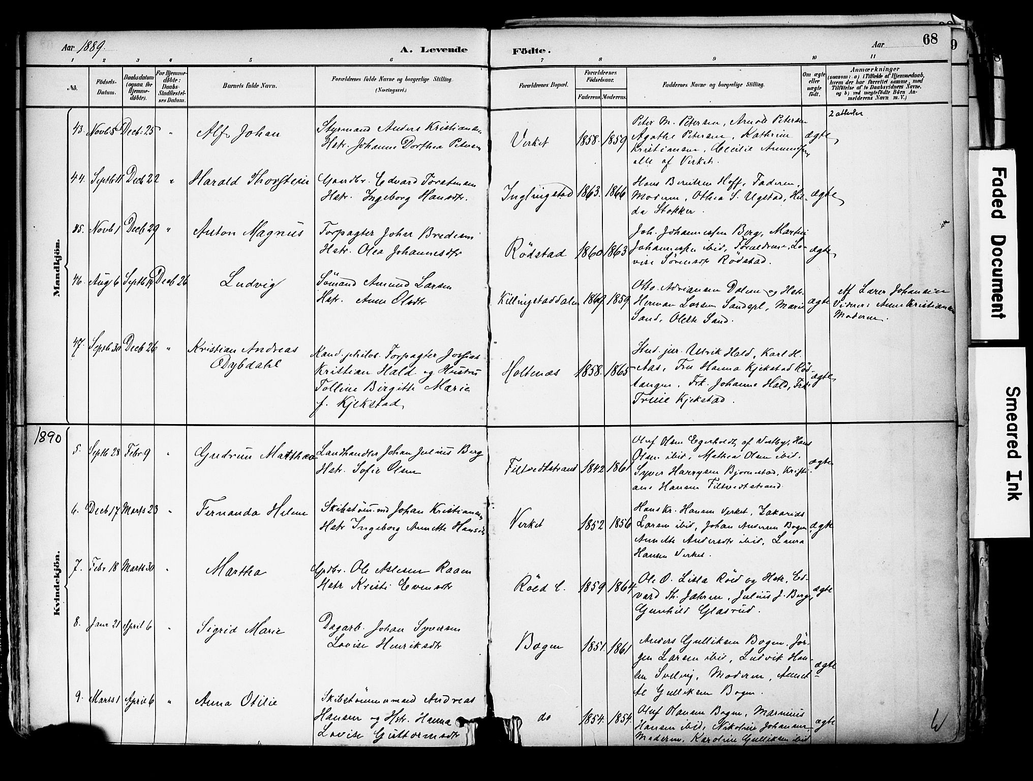 Hurum kirkebøker, AV/SAKO-A-229/F/Fa/L0014: Parish register (official) no. 14, 1882-1895, p. 68