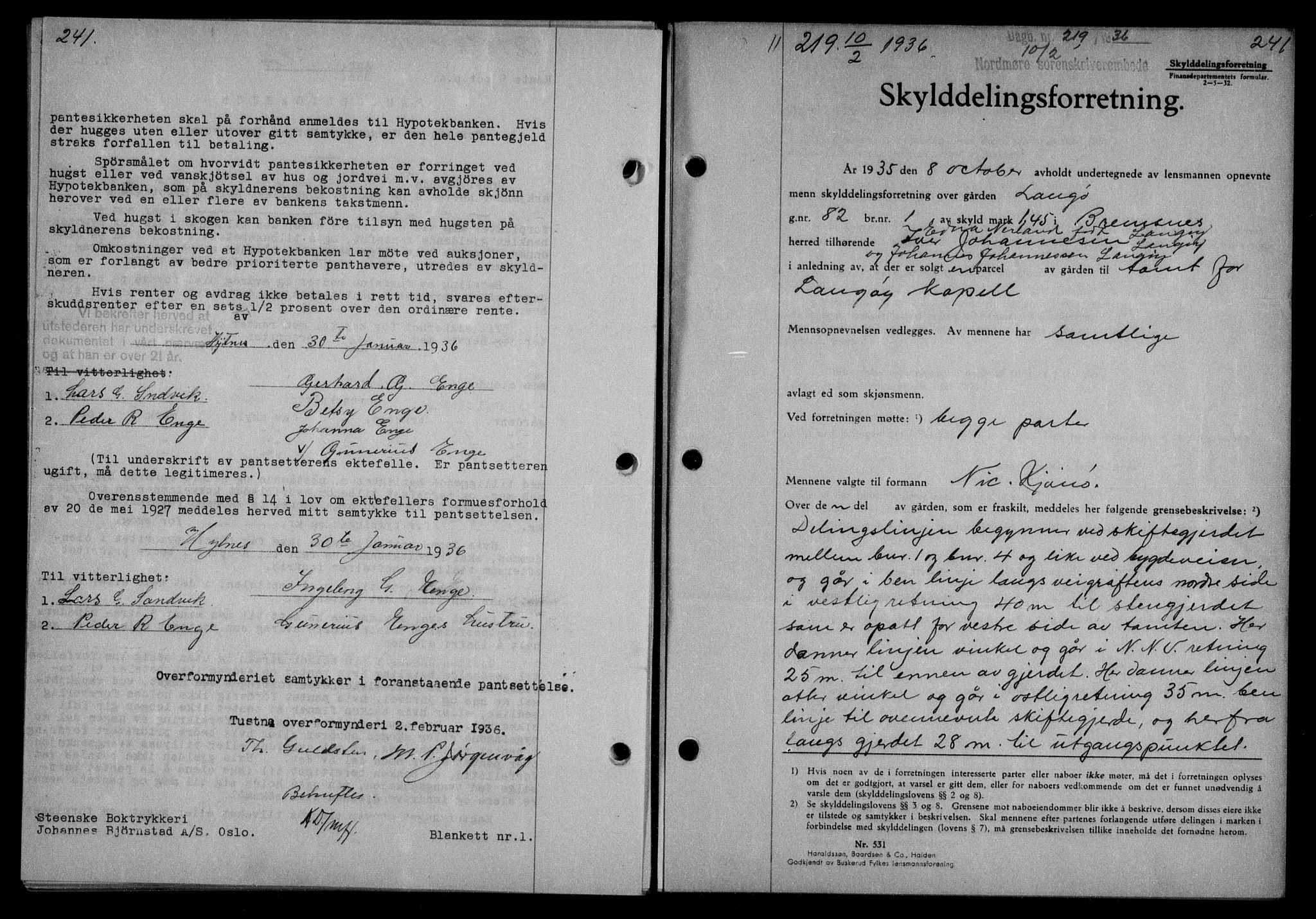 Nordmøre sorenskriveri, AV/SAT-A-4132/1/2/2Ca/L0087: Mortgage book no. 77, 1935-1936, Deed date: 10.02.1936