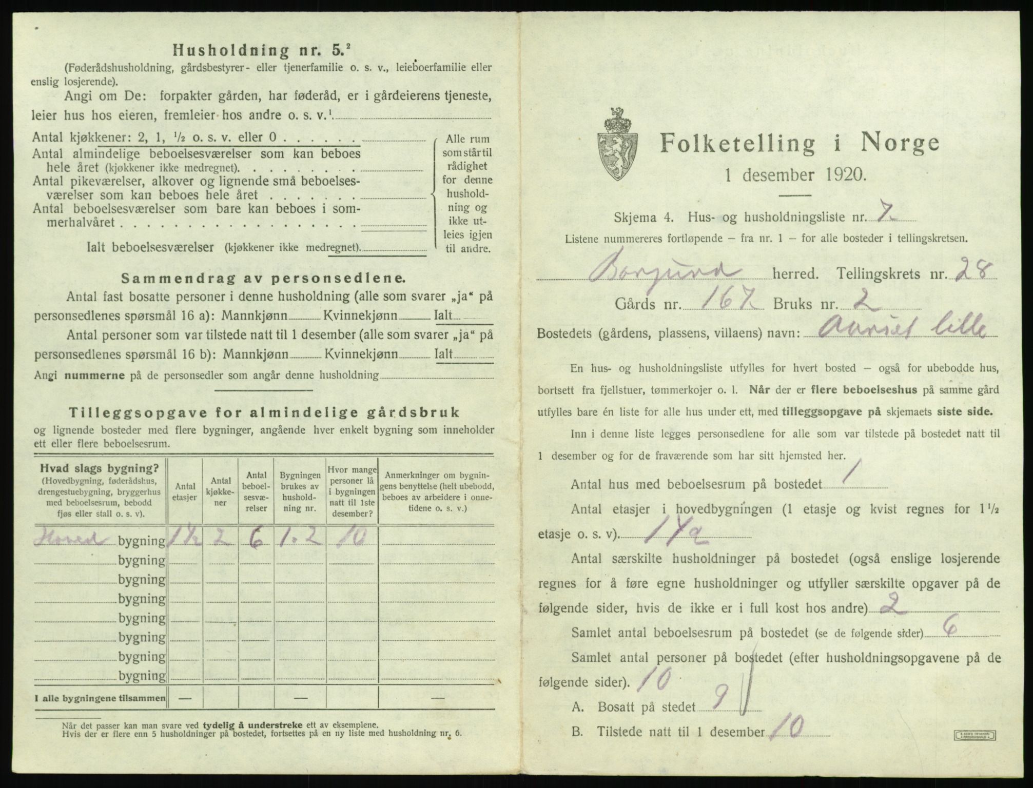 SAT, 1920 census for Borgund, 1920, p. 2202