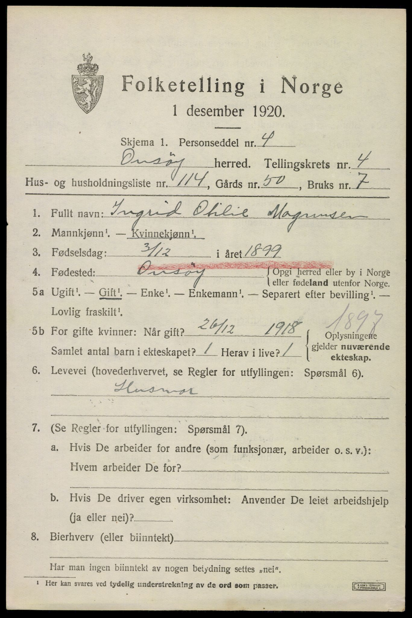 SAO, 1920 census for Onsøy, 1920, p. 6412