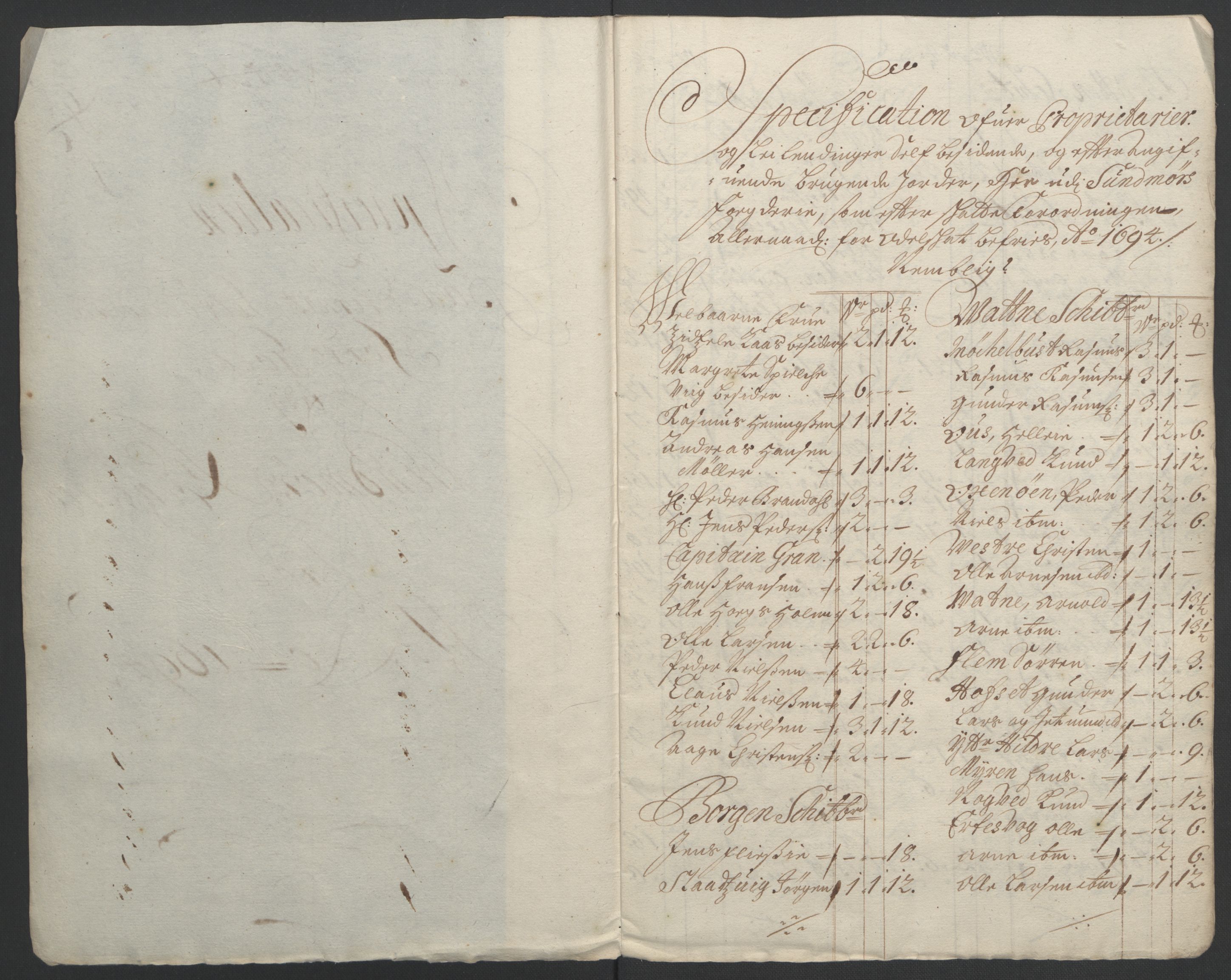 Rentekammeret inntil 1814, Reviderte regnskaper, Fogderegnskap, RA/EA-4092/R54/L3555: Fogderegnskap Sunnmøre, 1694-1695, p. 148