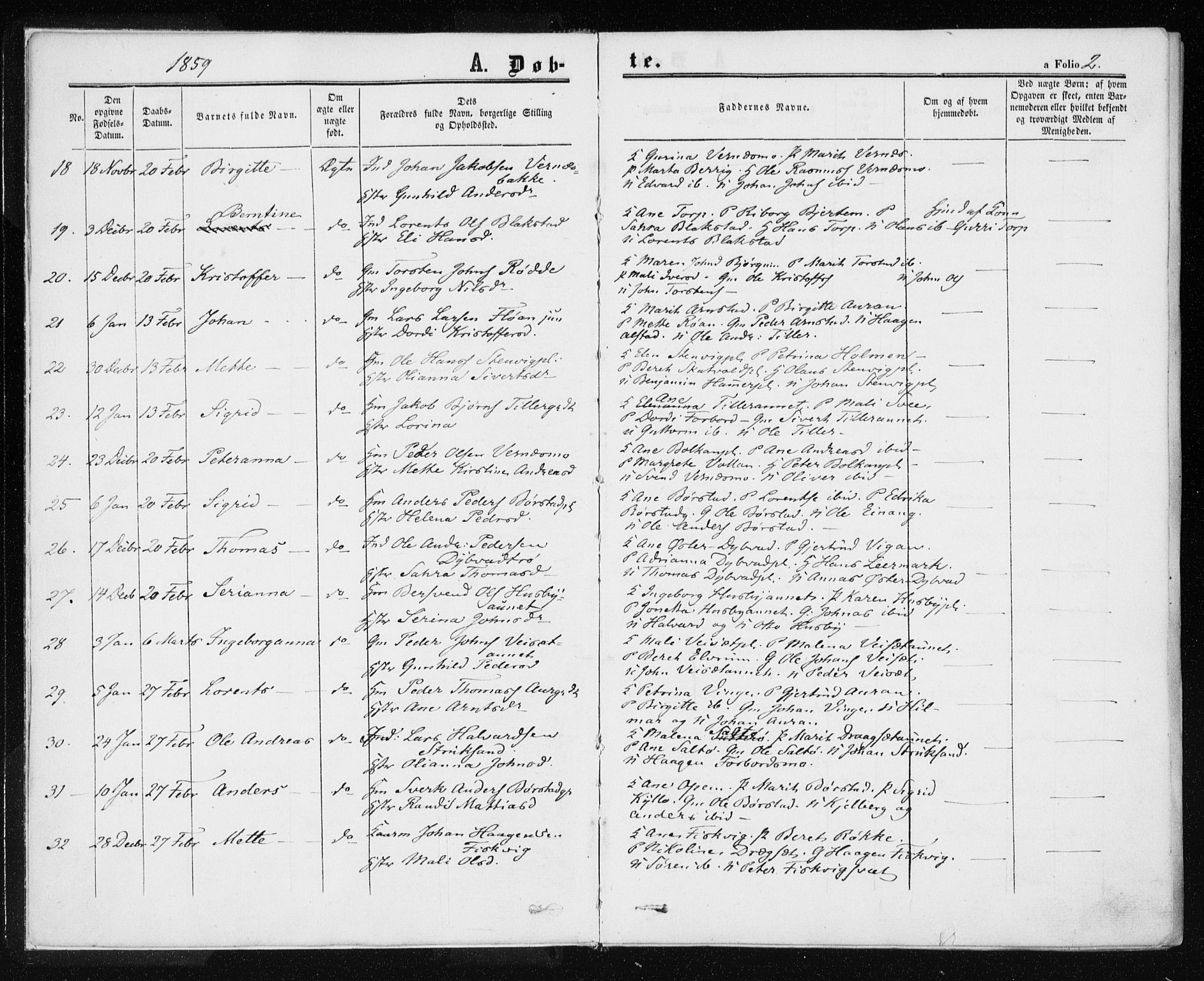 Ministerialprotokoller, klokkerbøker og fødselsregistre - Nord-Trøndelag, SAT/A-1458/709/L0075: Parish register (official) no. 709A15, 1859-1870, p. 2