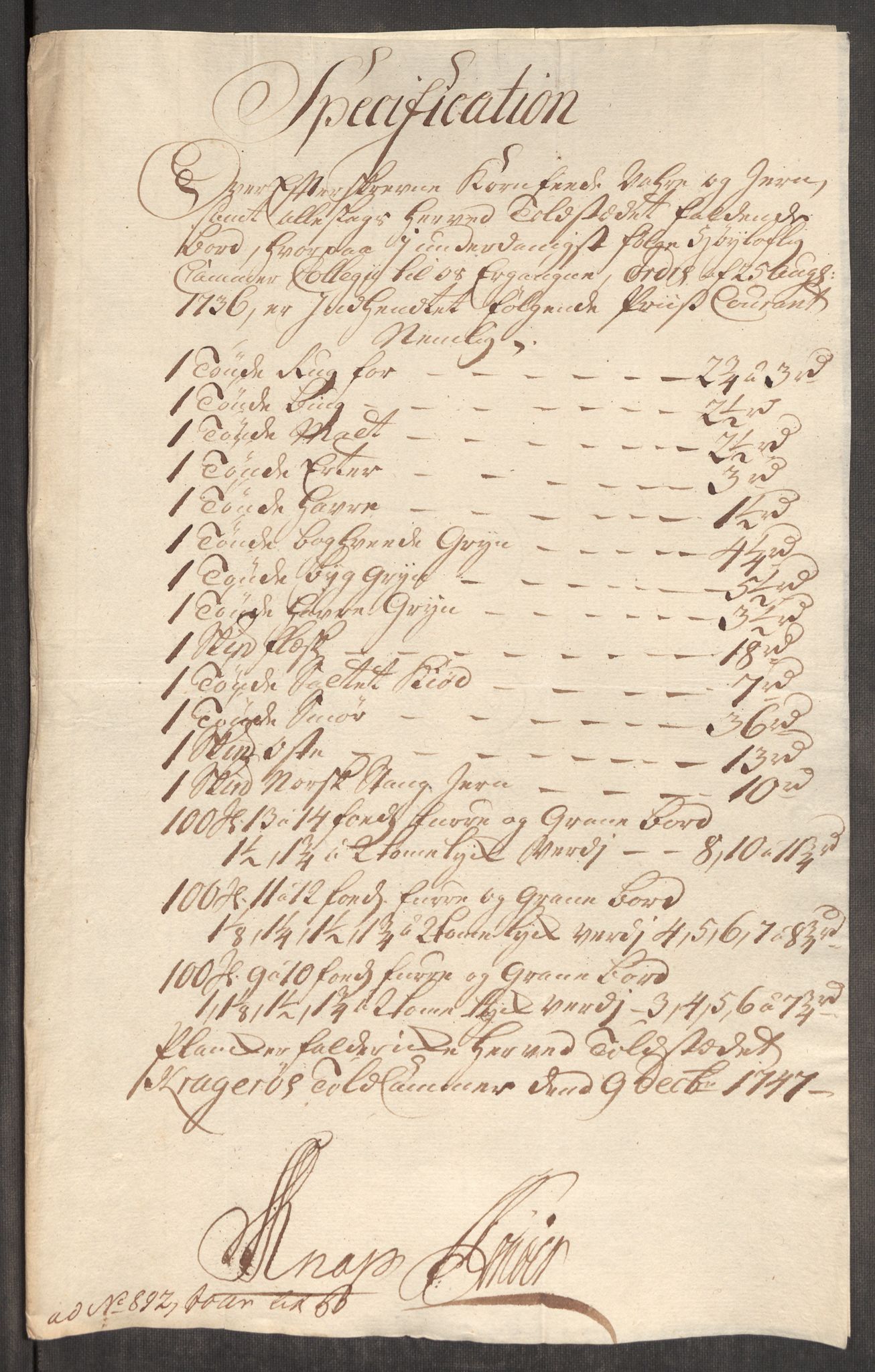 Rentekammeret inntil 1814, Realistisk ordnet avdeling, RA/EA-4070/Oe/L0003: [Ø1]: Priskuranter, 1745-1748, p. 595