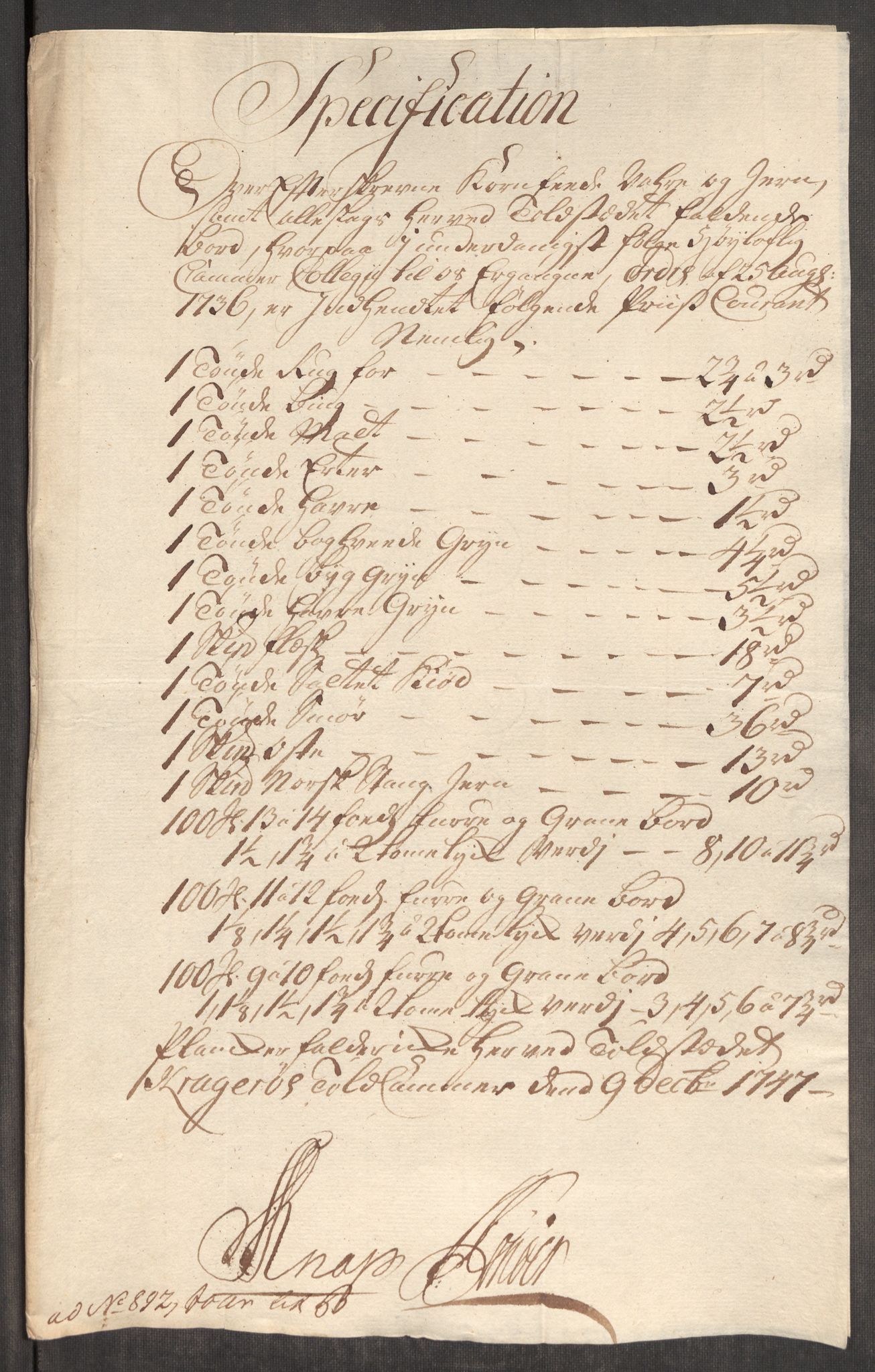 Rentekammeret inntil 1814, Realistisk ordnet avdeling, AV/RA-EA-4070/Oe/L0003: [Ø1]: Priskuranter, 1745-1748, p. 595