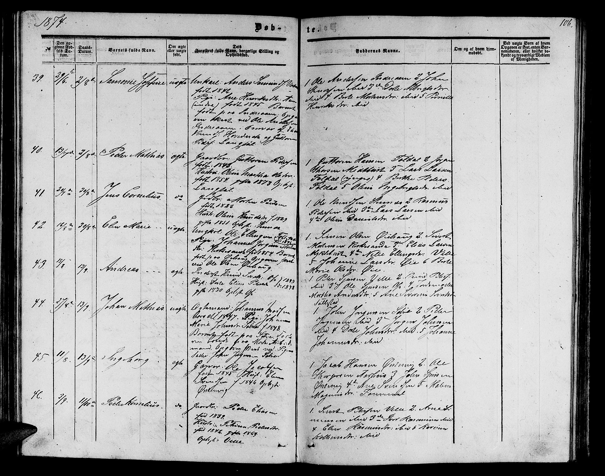 Ministerialprotokoller, klokkerbøker og fødselsregistre - Møre og Romsdal, AV/SAT-A-1454/513/L0188: Parish register (copy) no. 513C02, 1865-1882, p. 106