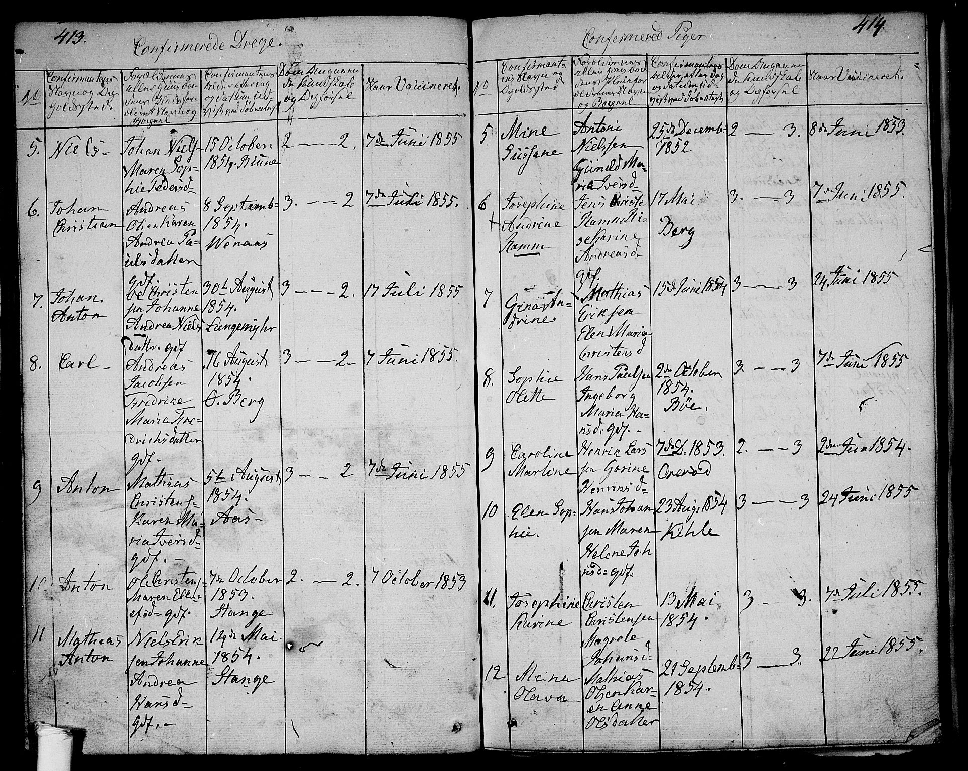 Ramnes kirkebøker, SAKO/A-314/G/Ga/L0002: Parish register (copy) no. I 2, 1848-1870, p. 413-414
