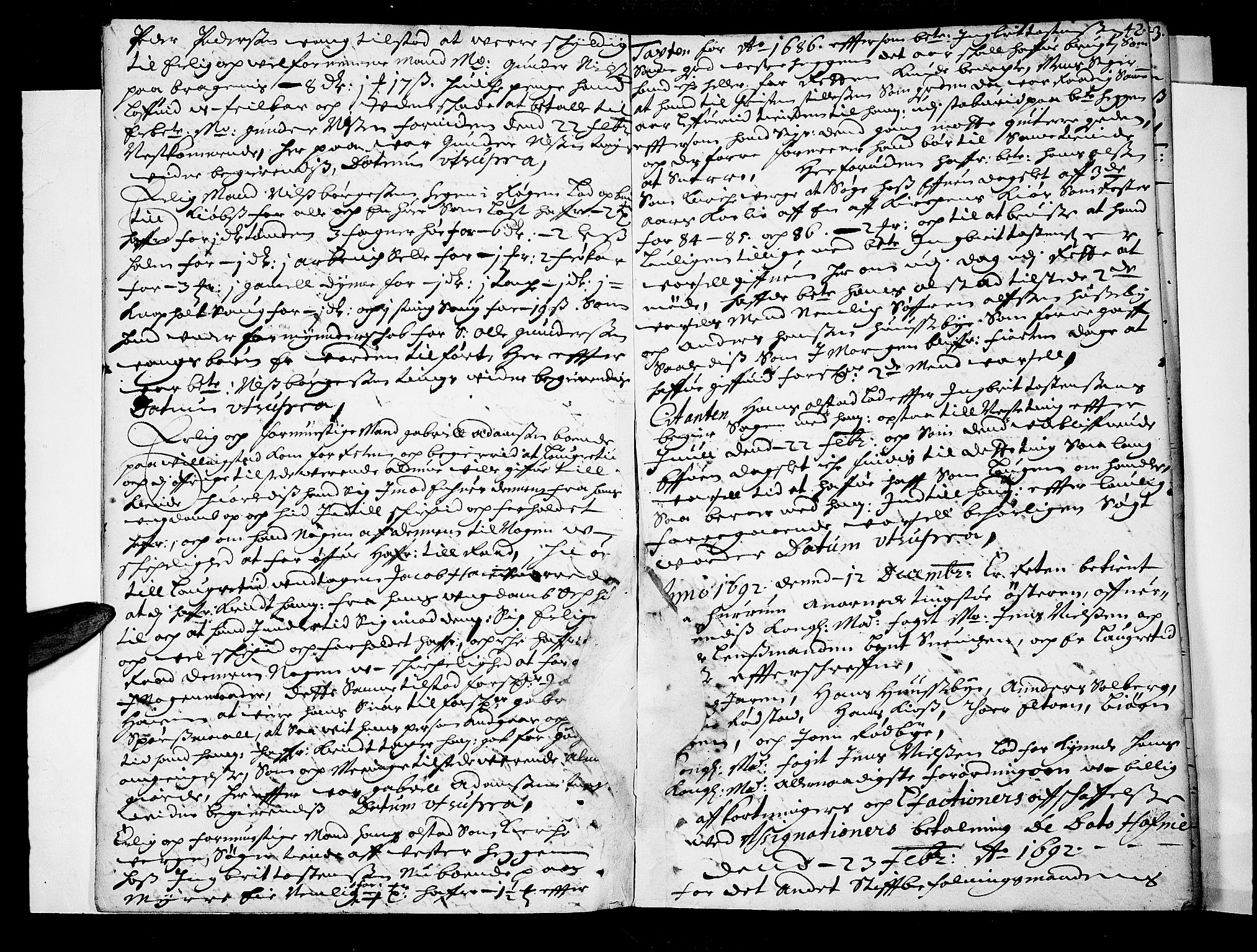 Lier, Røyken og Hurum sorenskriveri, AV/SAKO-A-89/F/Fa/L0033: Tingbok, 1692, p. 42