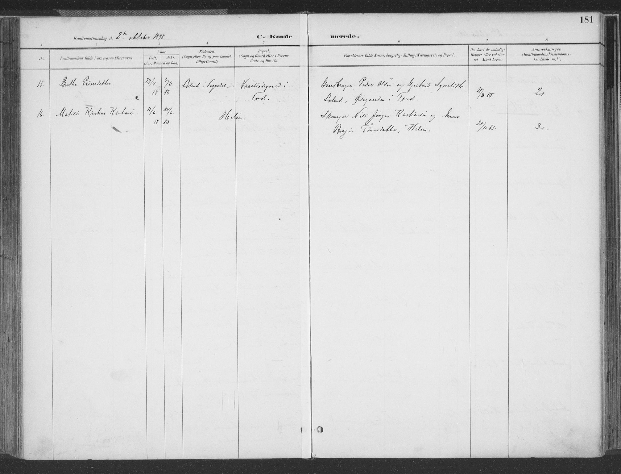 Høvåg sokneprestkontor, AV/SAK-1111-0025/F/Fa/L0006: Parish register (official) no. A 6, 1894-1923, p. 181