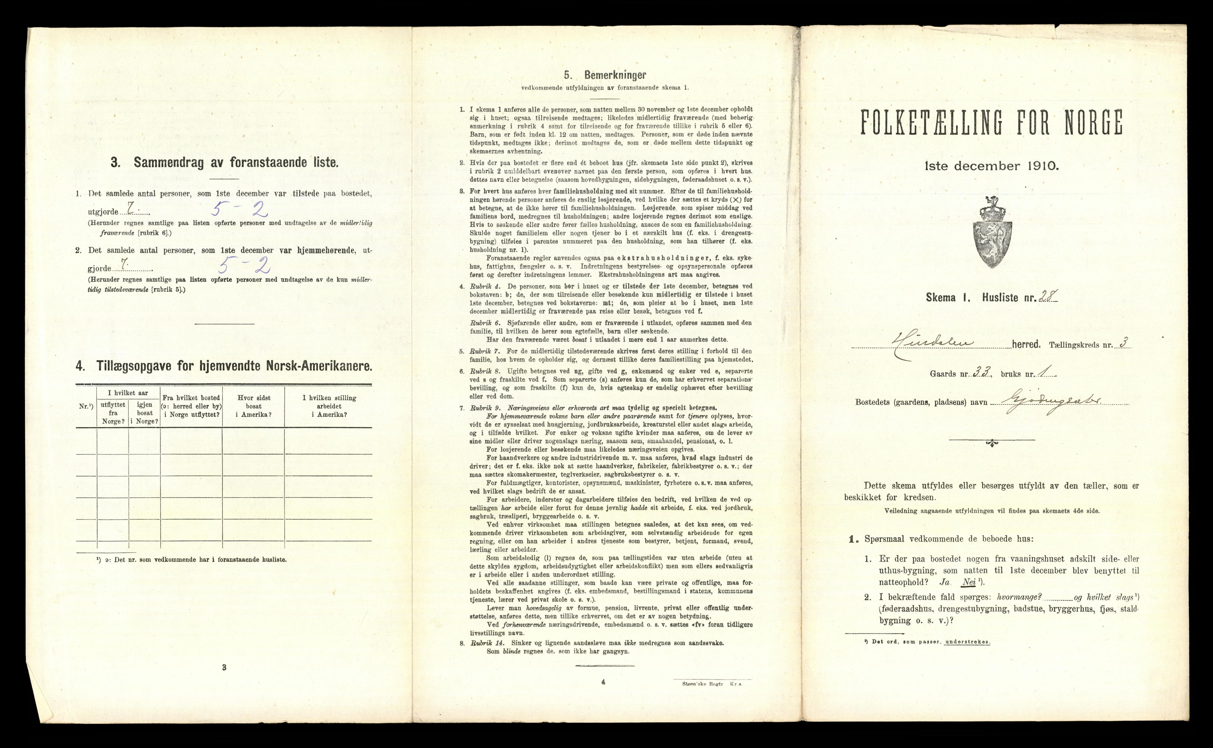 RA, 1910 census for Hurdal, 1910, p. 366