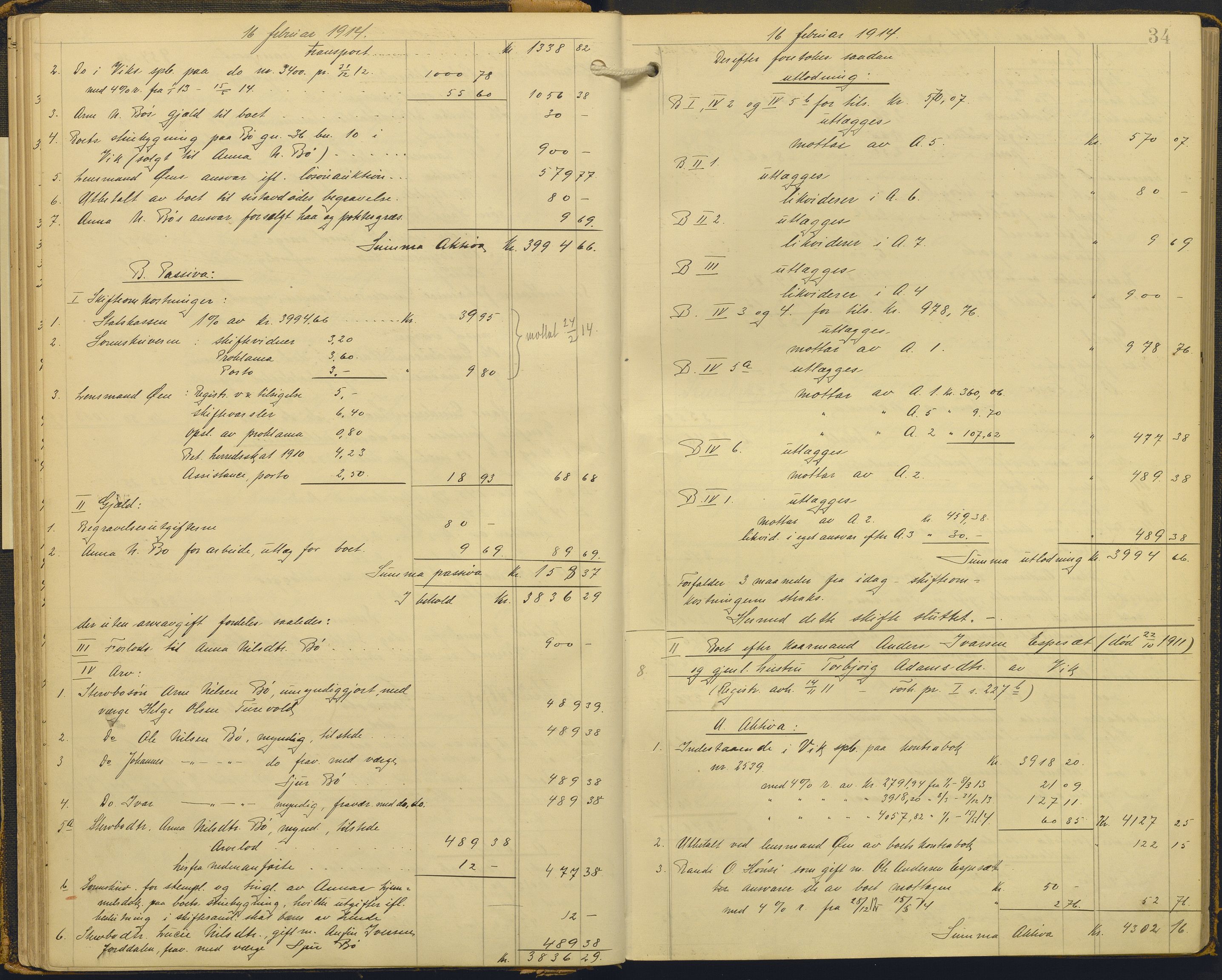 Ytre Sogn tingrett, AV/SAB-A-2601/1/H/Hc/L0006: Skifteutlodningsprotokoll, 1911-1919, p. 33b-34a