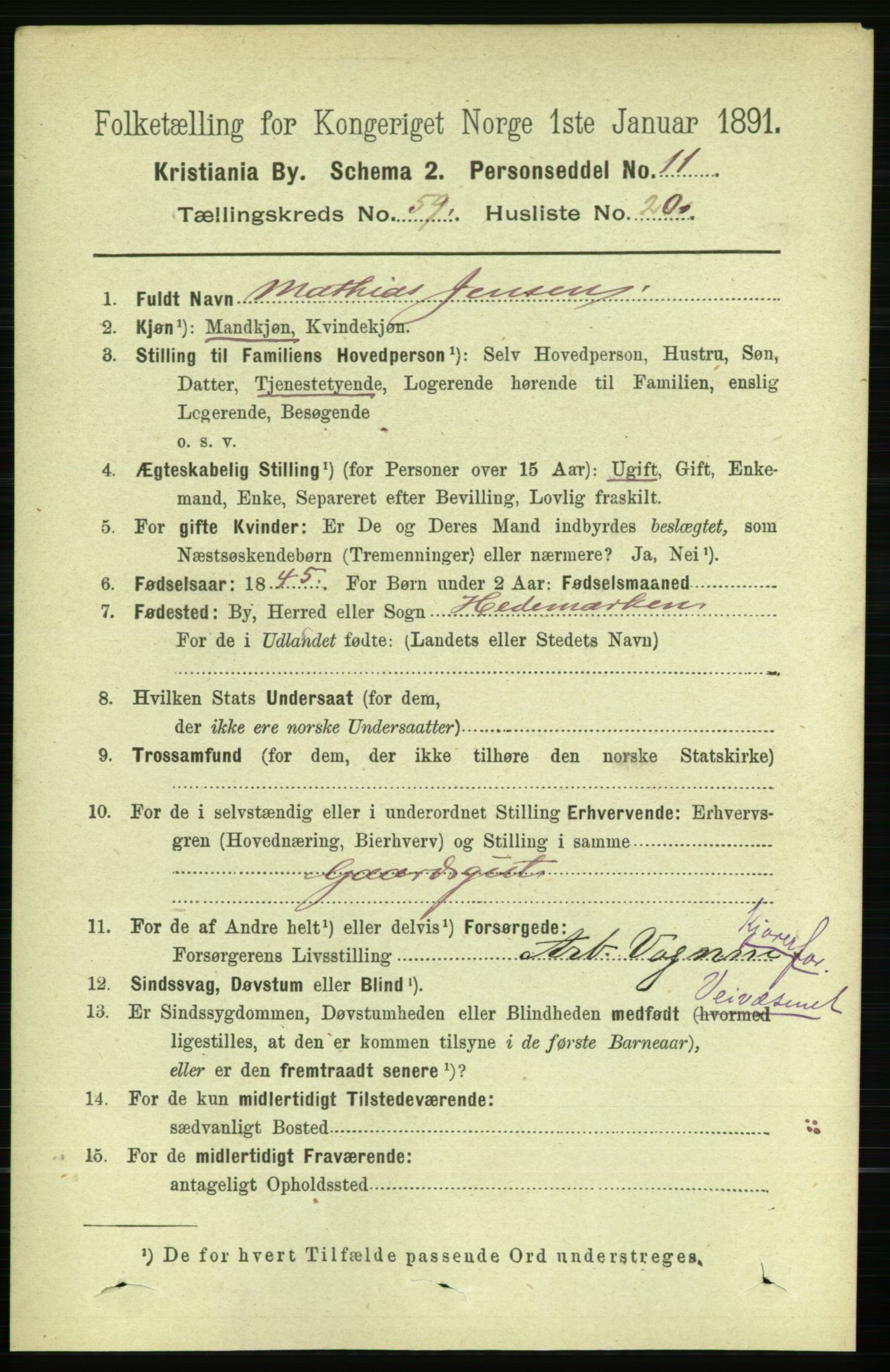 RA, 1891 census for 0301 Kristiania, 1891, p. 31691