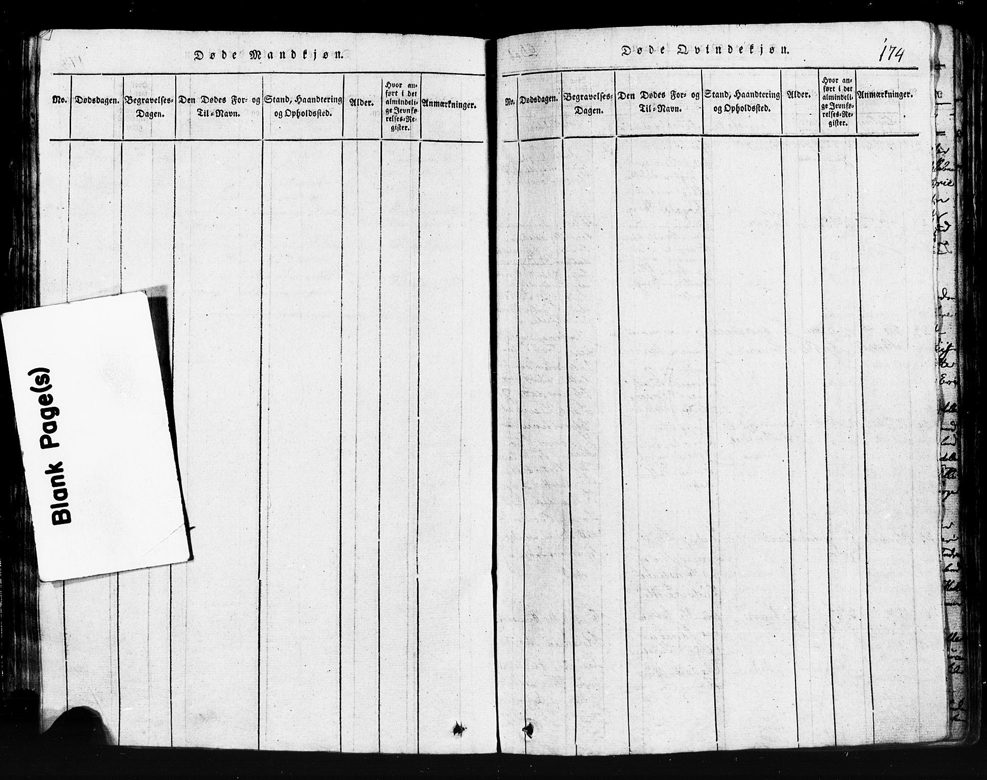 Klepp sokneprestkontor, SAST/A-101803/001/3/30BB/L0001: Parish register (copy) no.  B 1, 1816-1859, p. 174
