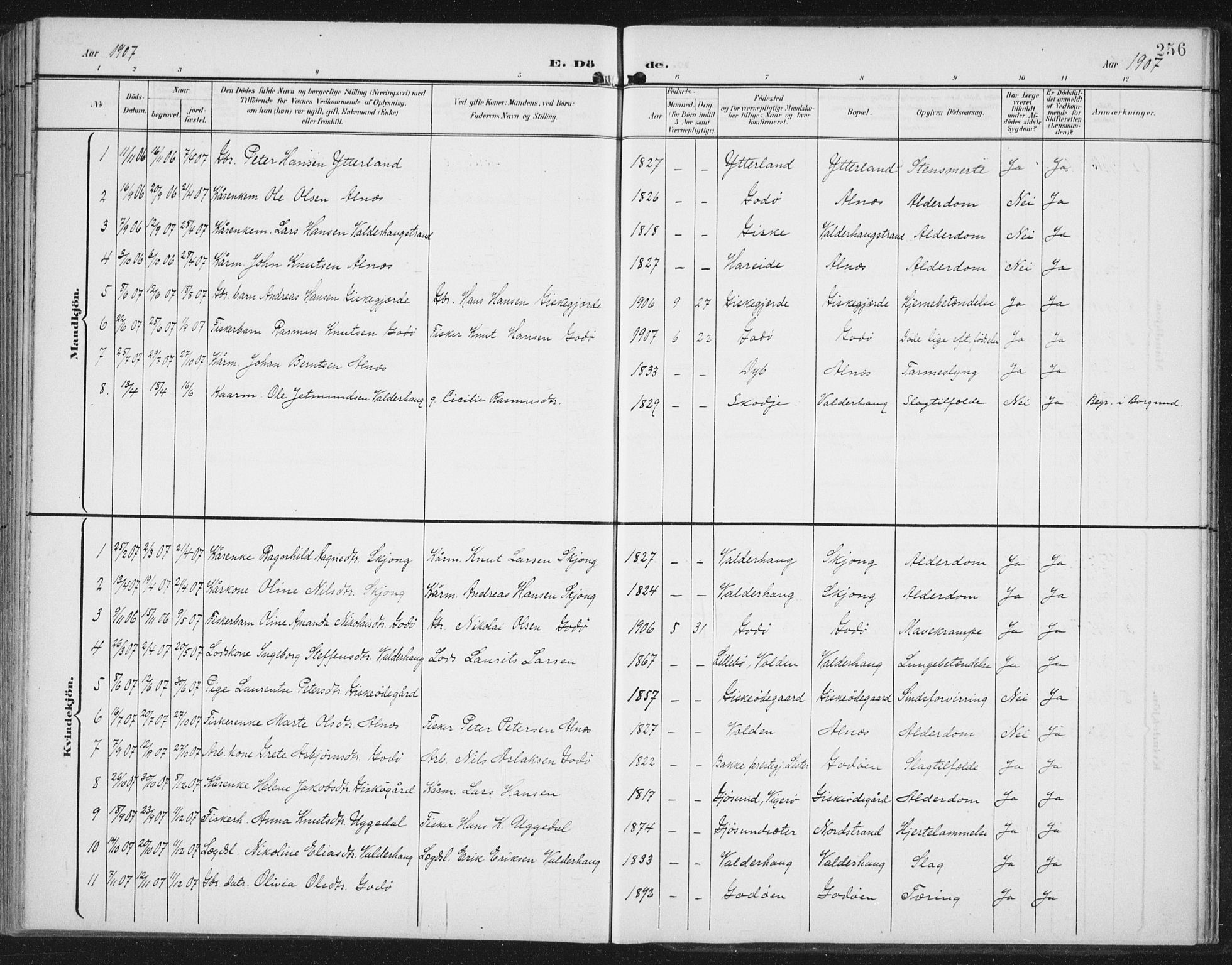 Ministerialprotokoller, klokkerbøker og fødselsregistre - Møre og Romsdal, AV/SAT-A-1454/534/L0489: Parish register (copy) no. 534C01, 1899-1941, p. 256