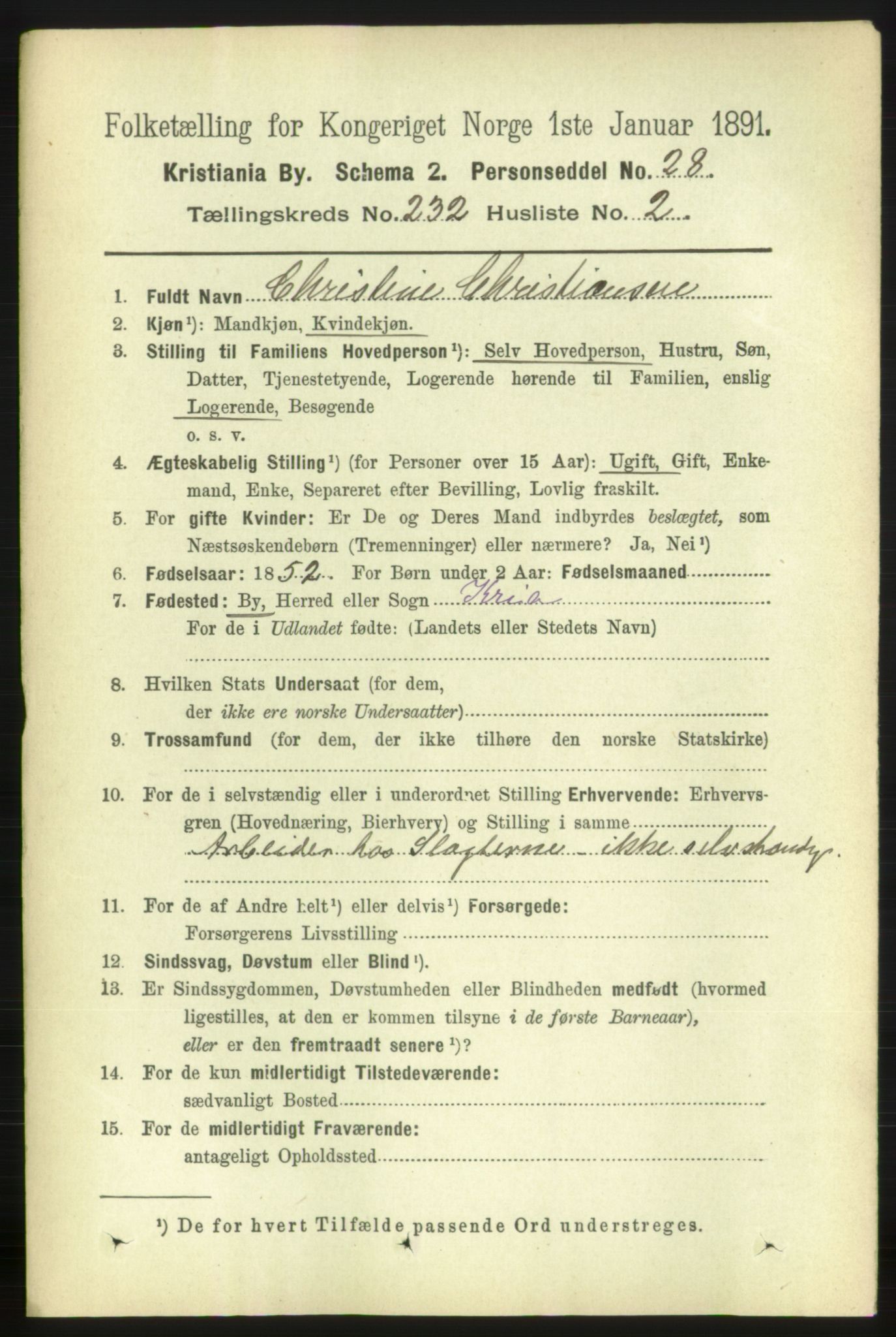 RA, 1891 census for 0301 Kristiania, 1891, p. 142910