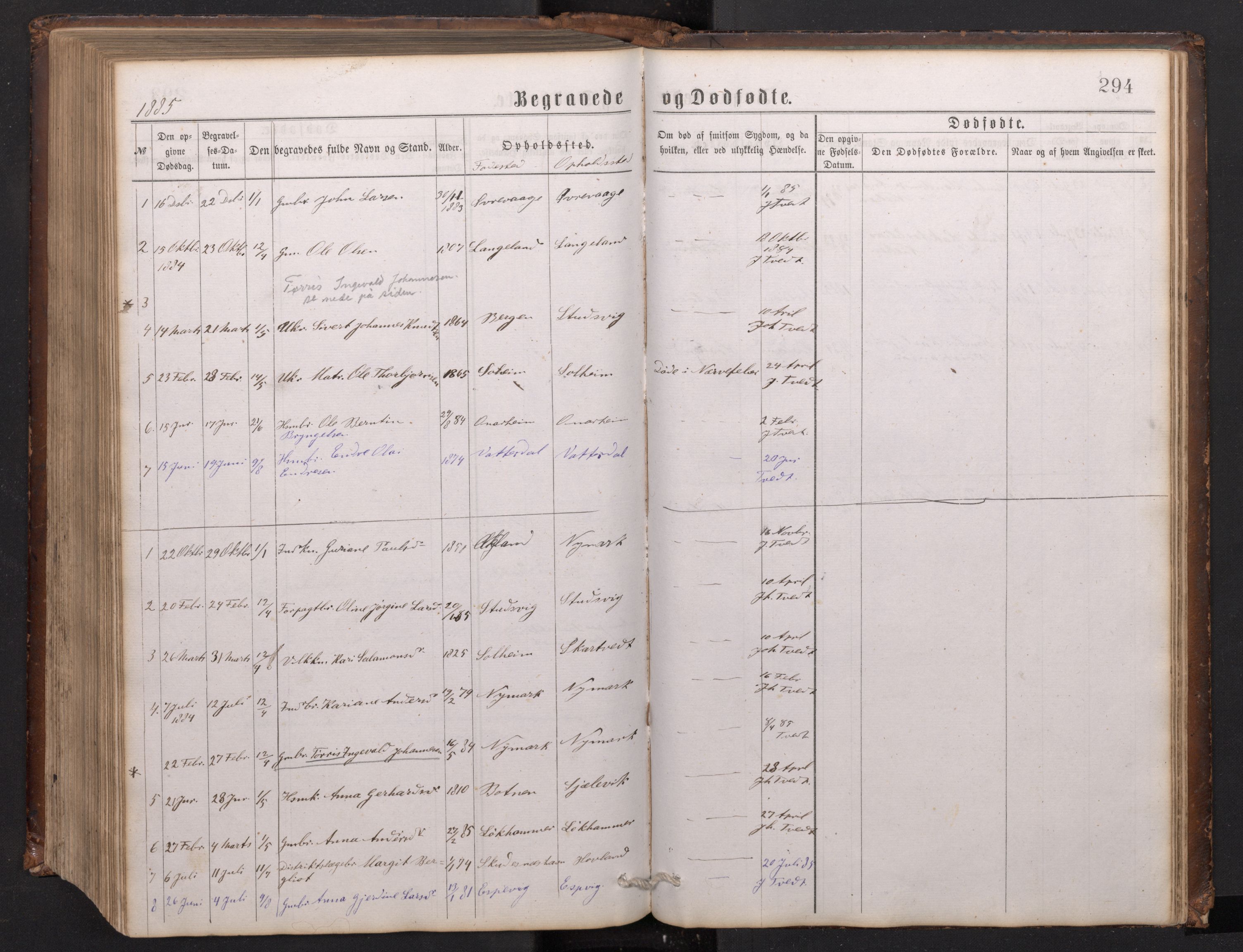 Tysnes sokneprestembete, SAB/A-78601/H/Hab: Parish register (copy) no. C 1, 1873-1895, p. 293b-294a