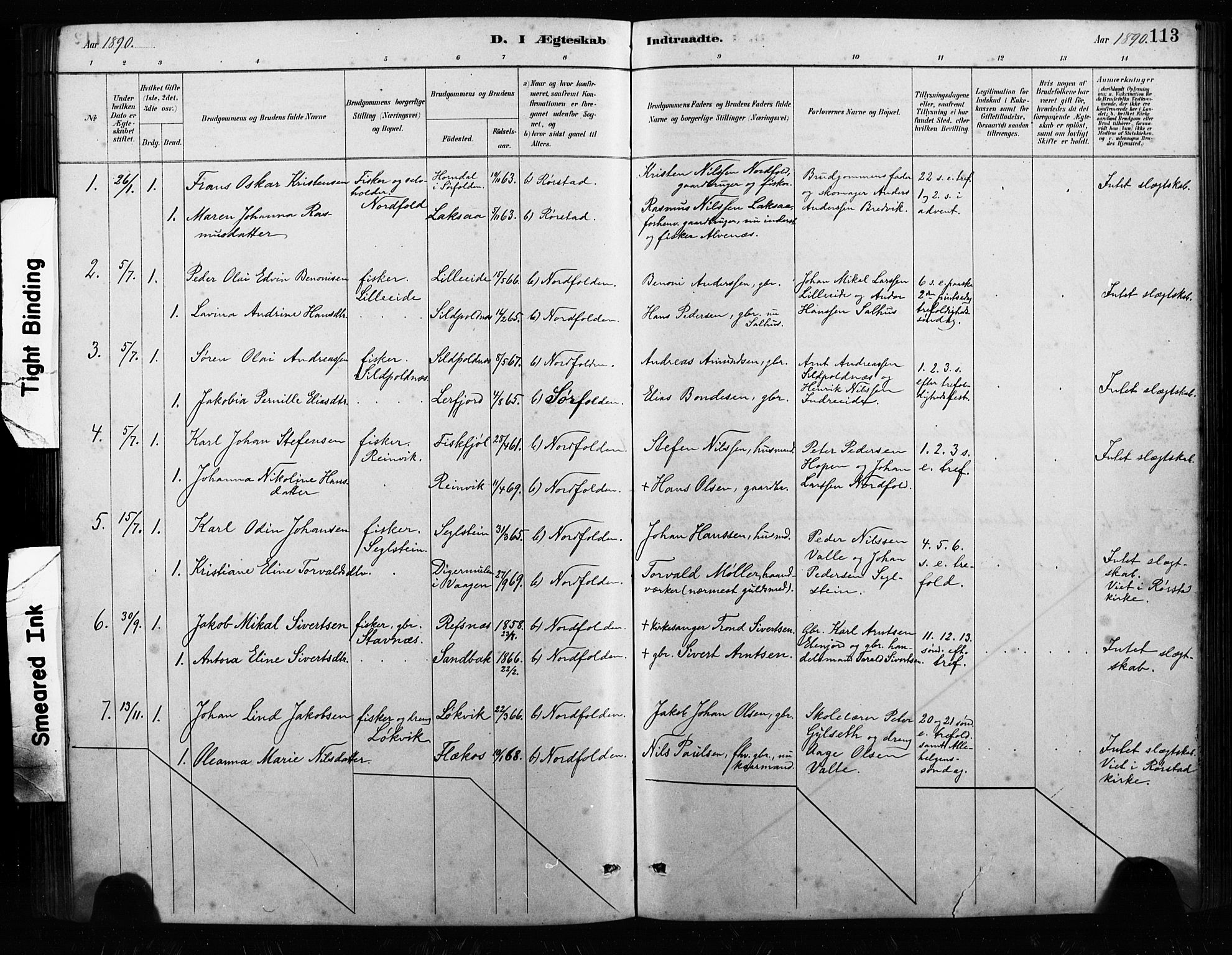 Ministerialprotokoller, klokkerbøker og fødselsregistre - Nordland, AV/SAT-A-1459/858/L0834: Parish register (copy) no. 858C01, 1884-1904, p. 113