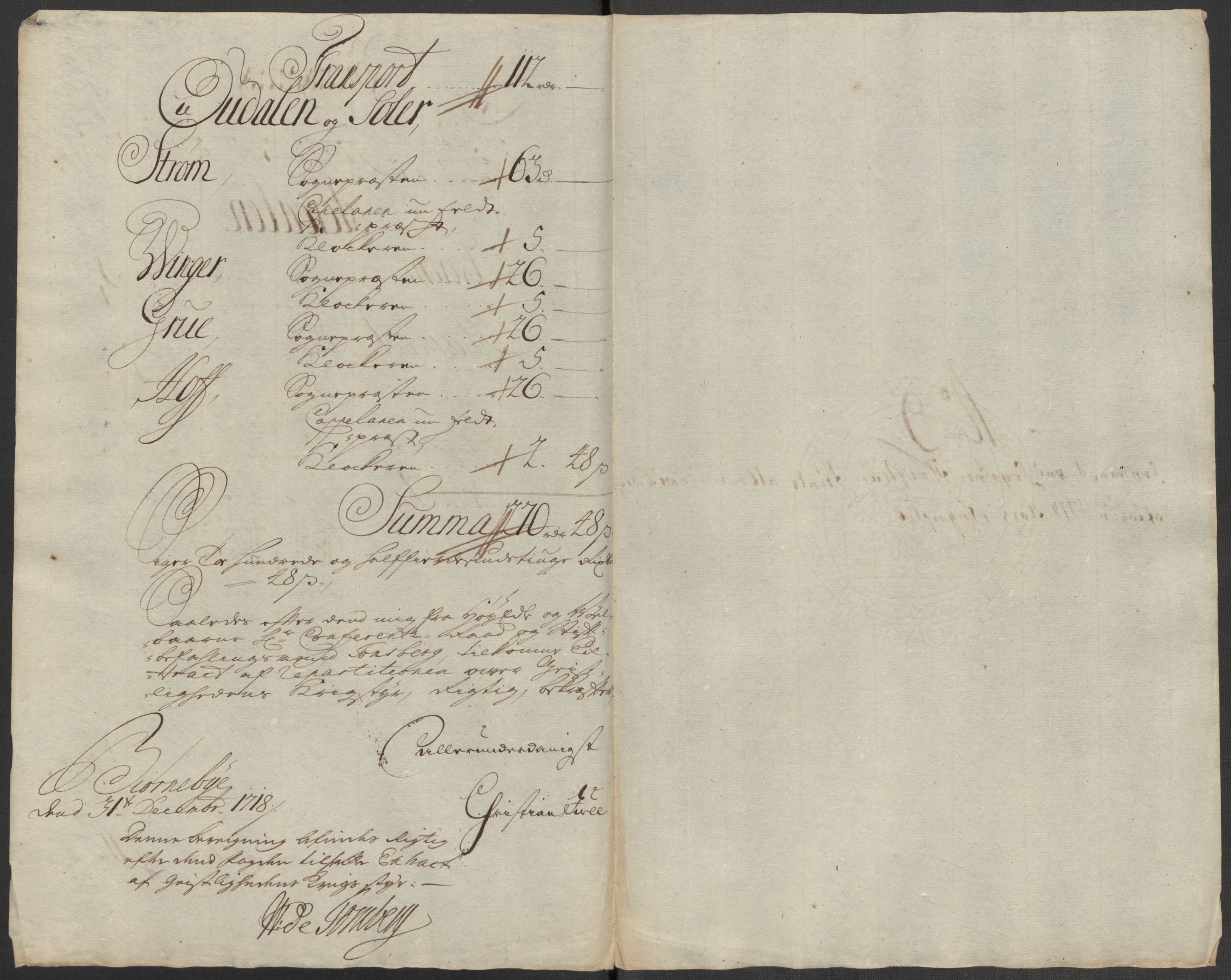 Rentekammeret inntil 1814, Reviderte regnskaper, Fogderegnskap, AV/RA-EA-4092/R13/L0857: Fogderegnskap Solør, Odal og Østerdal, 1718, p. 152