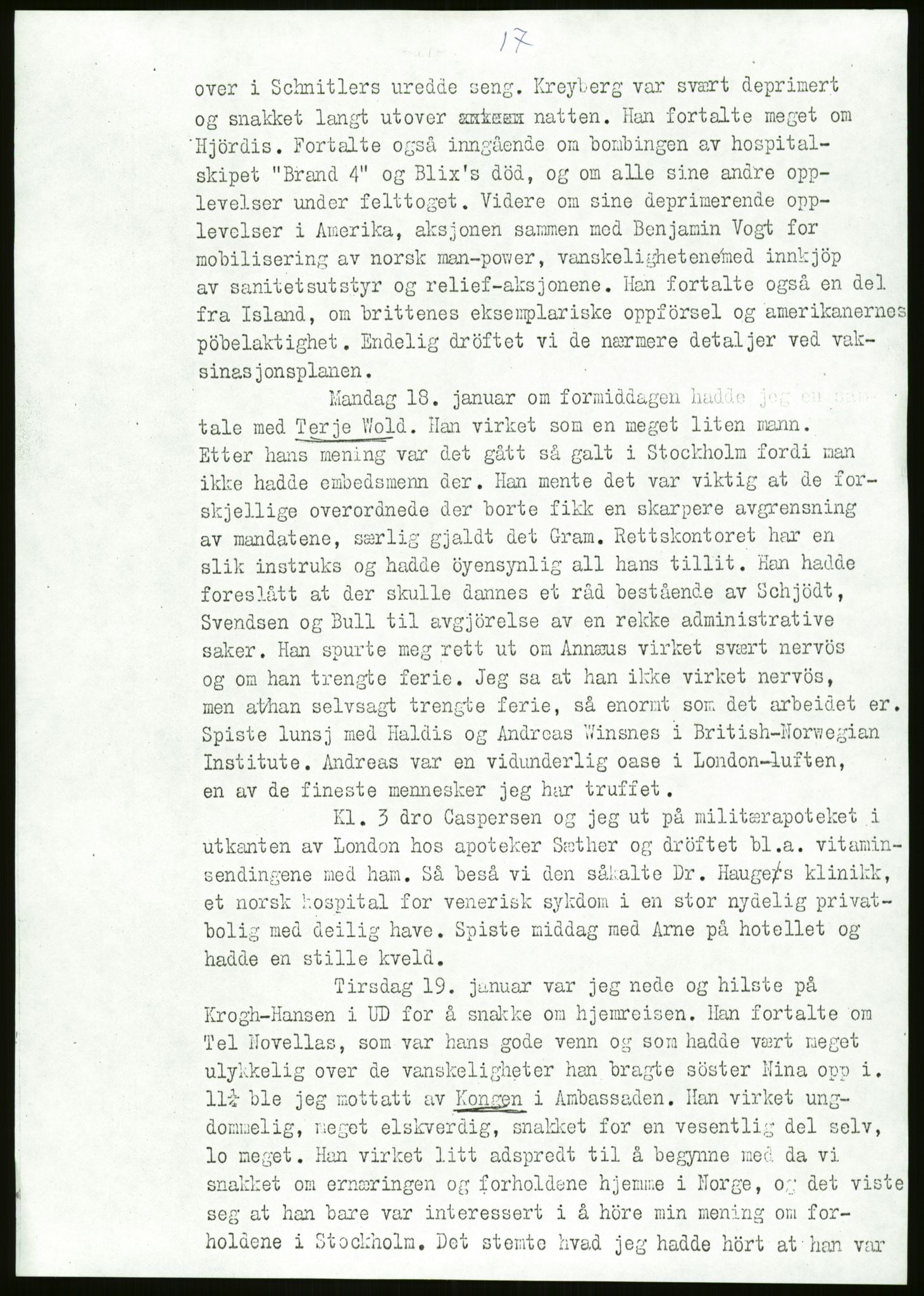 Ustvedt, Hans Jacob / Ustvedt familien, RA/PA-1248/H/L0047/0002: Dagbøker / Londondagboken, 1943, p. 17