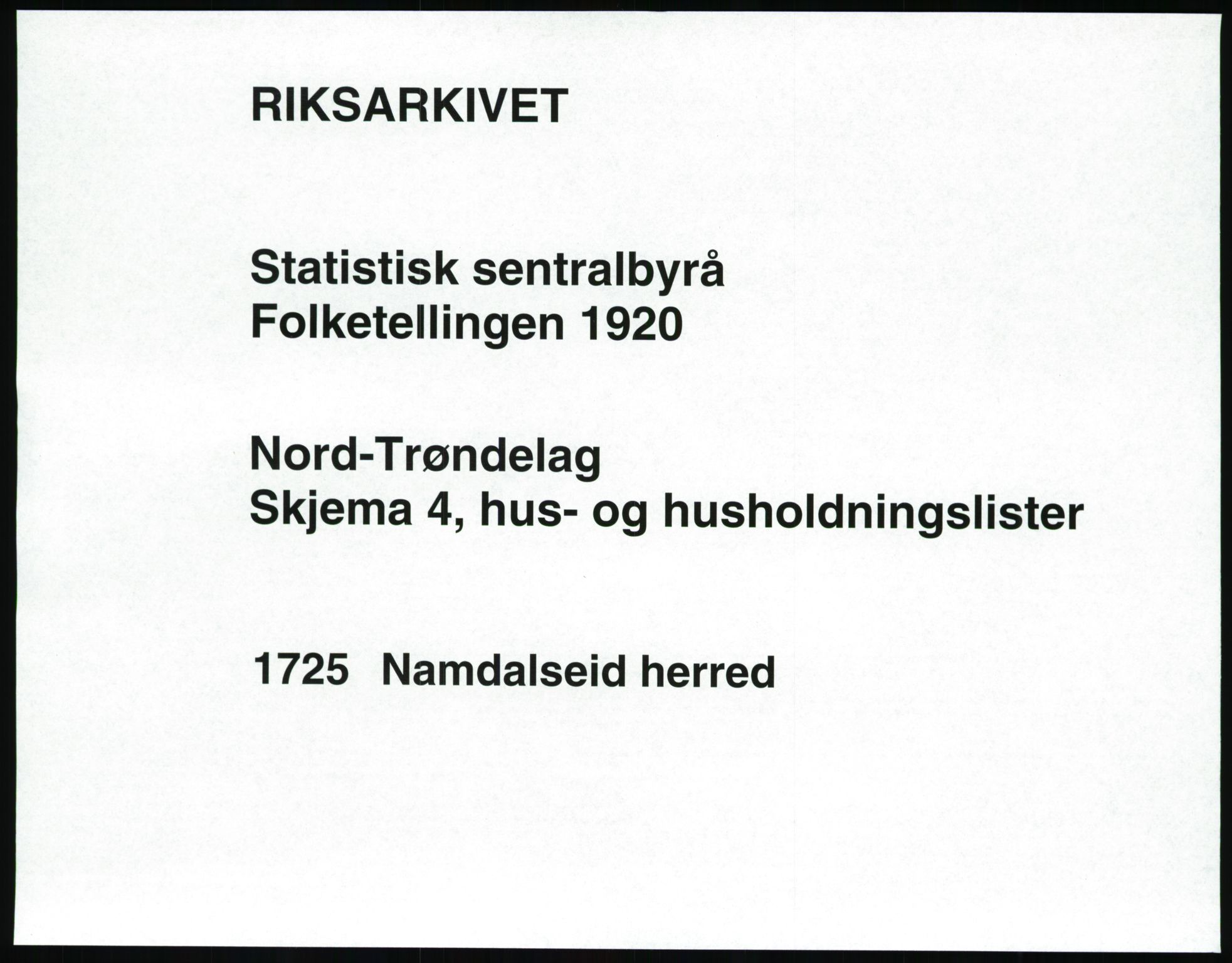 SAT, 1920 census for Namdalseid, 1920, p. 20