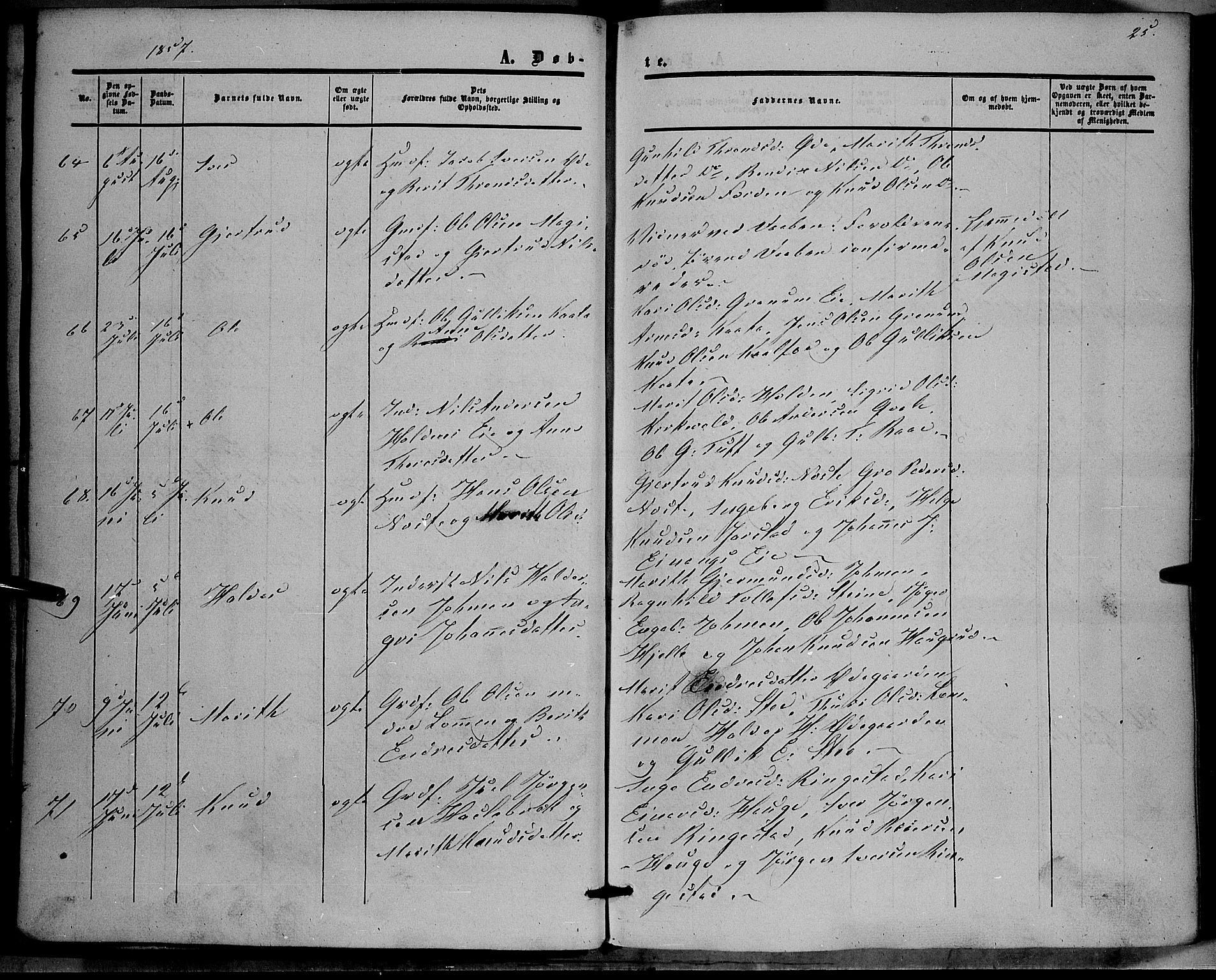 Vestre Slidre prestekontor, SAH/PREST-136/H/Ha/Haa/L0002: Parish register (official) no. 2, 1856-1864, p. 25