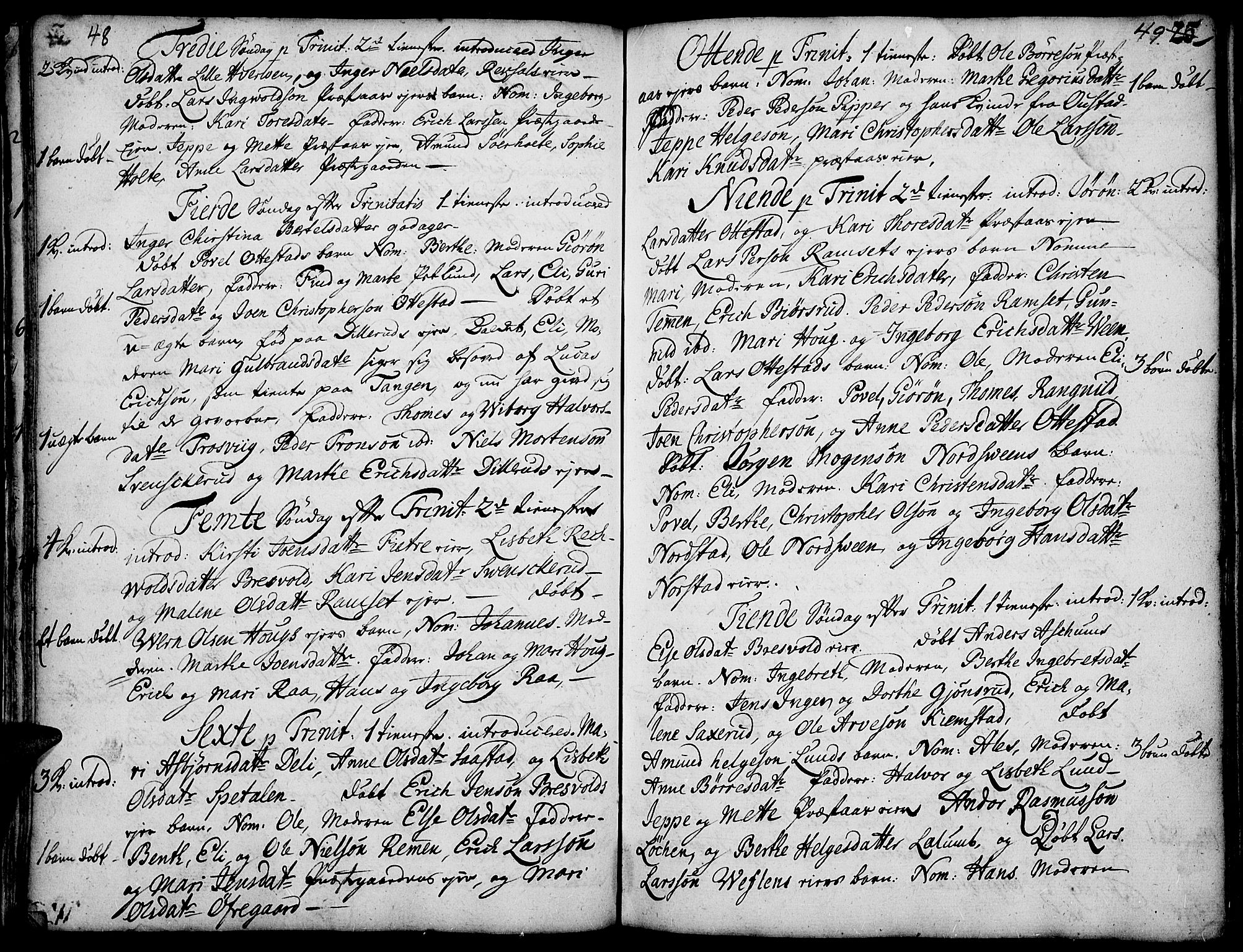 Stange prestekontor, AV/SAH-PREST-002/K/L0004: Parish register (official) no. 4, 1735-1754, p. 48-49