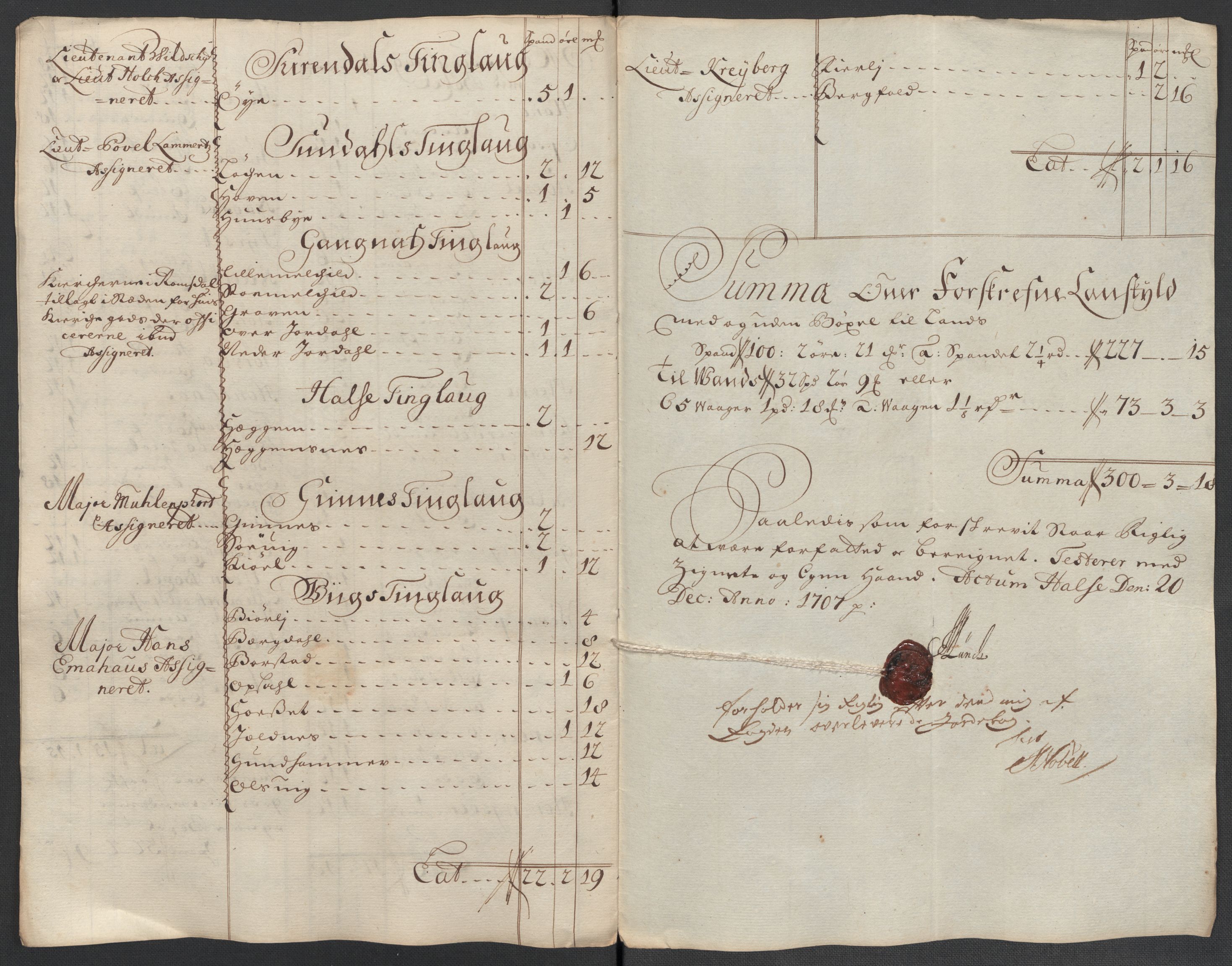 Rentekammeret inntil 1814, Reviderte regnskaper, Fogderegnskap, AV/RA-EA-4092/R56/L3742: Fogderegnskap Nordmøre, 1706-1707, p. 257