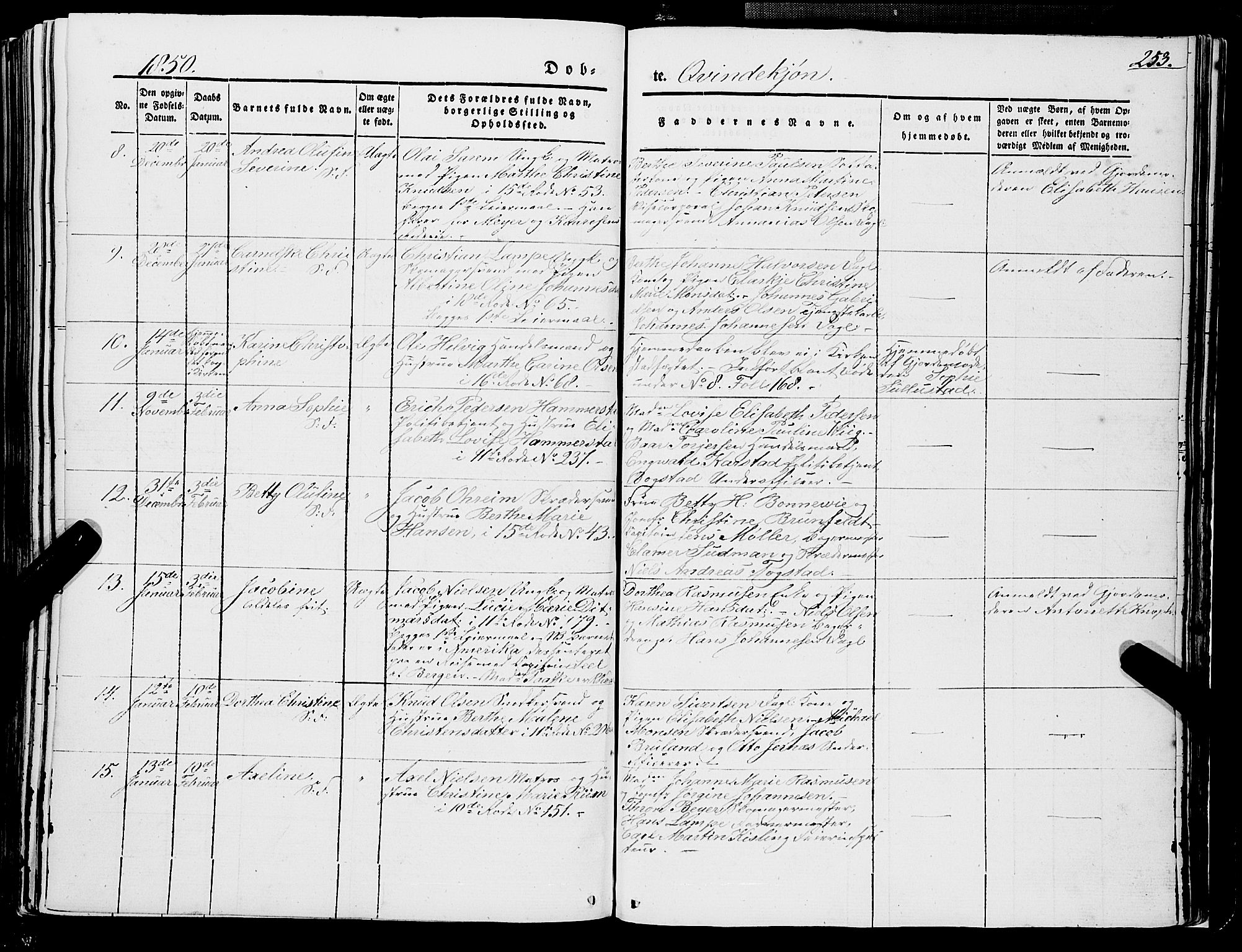 Domkirken sokneprestembete, AV/SAB-A-74801/H/Haa/L0019: Parish register (official) no. B 2, 1841-1851, p. 253