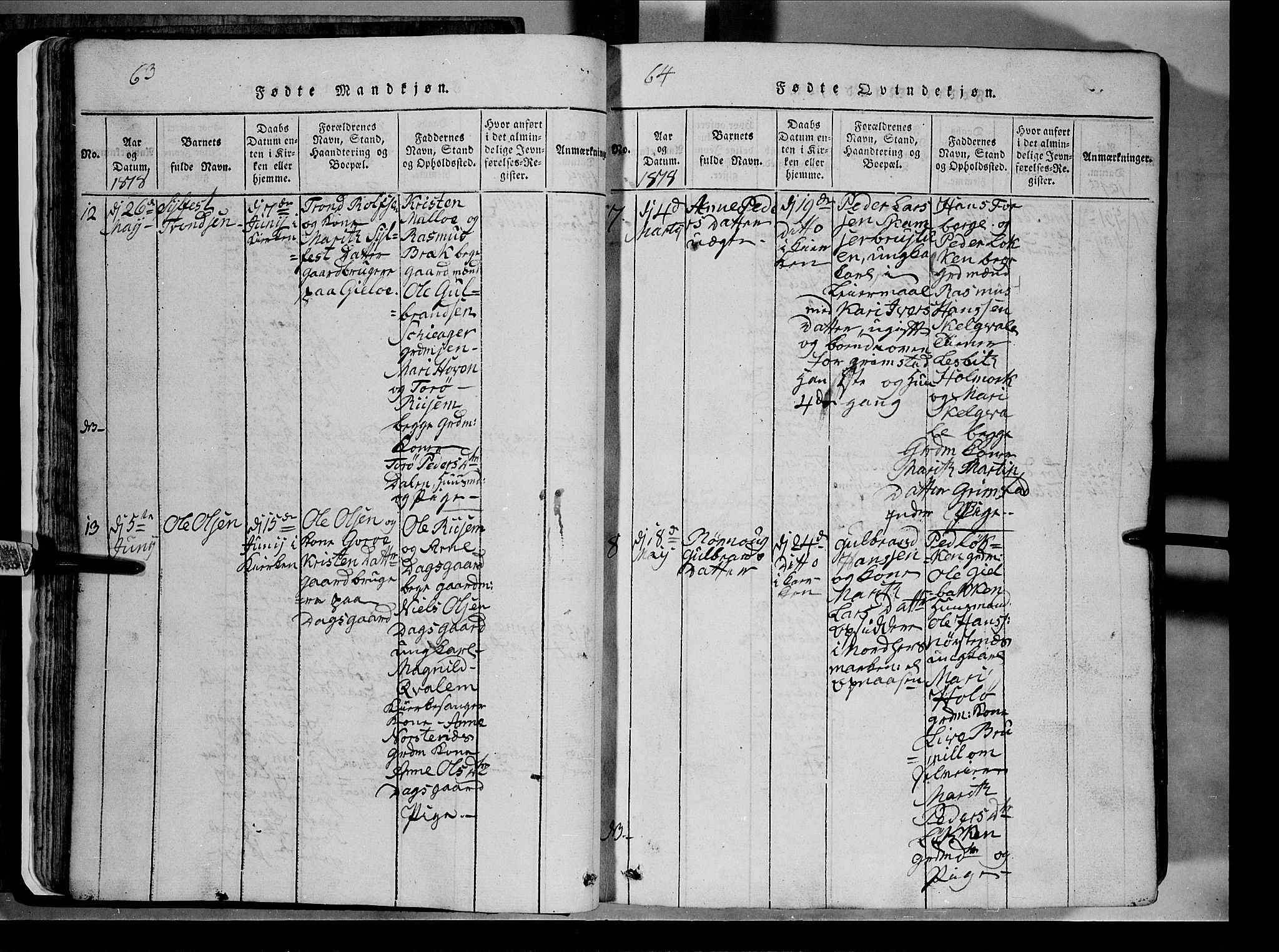 Lom prestekontor, SAH/PREST-070/L/L0003: Parish register (copy) no. 3, 1815-1844, p. 63-64