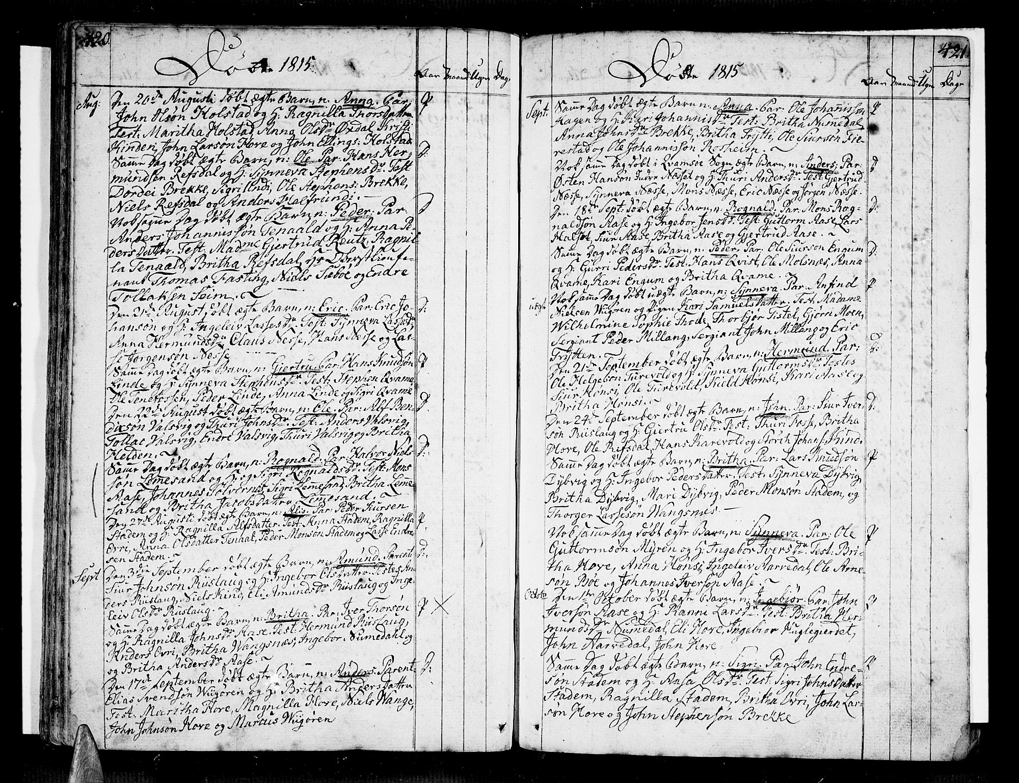 Vik sokneprestembete, SAB/A-81501: Parish register (official) no. A 5, 1787-1820, p. 420-421