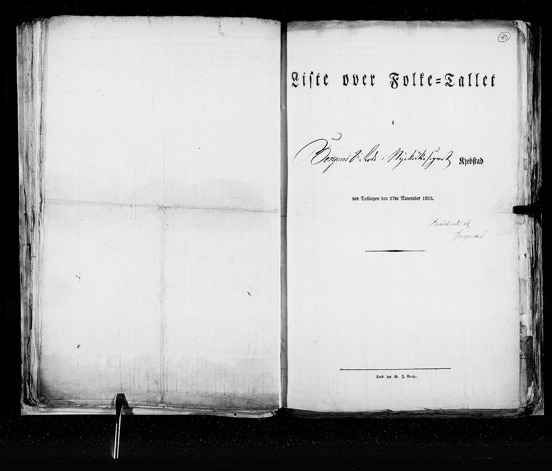 RA, Census 1825, vol. 22: Bergen, 1825, p. 43