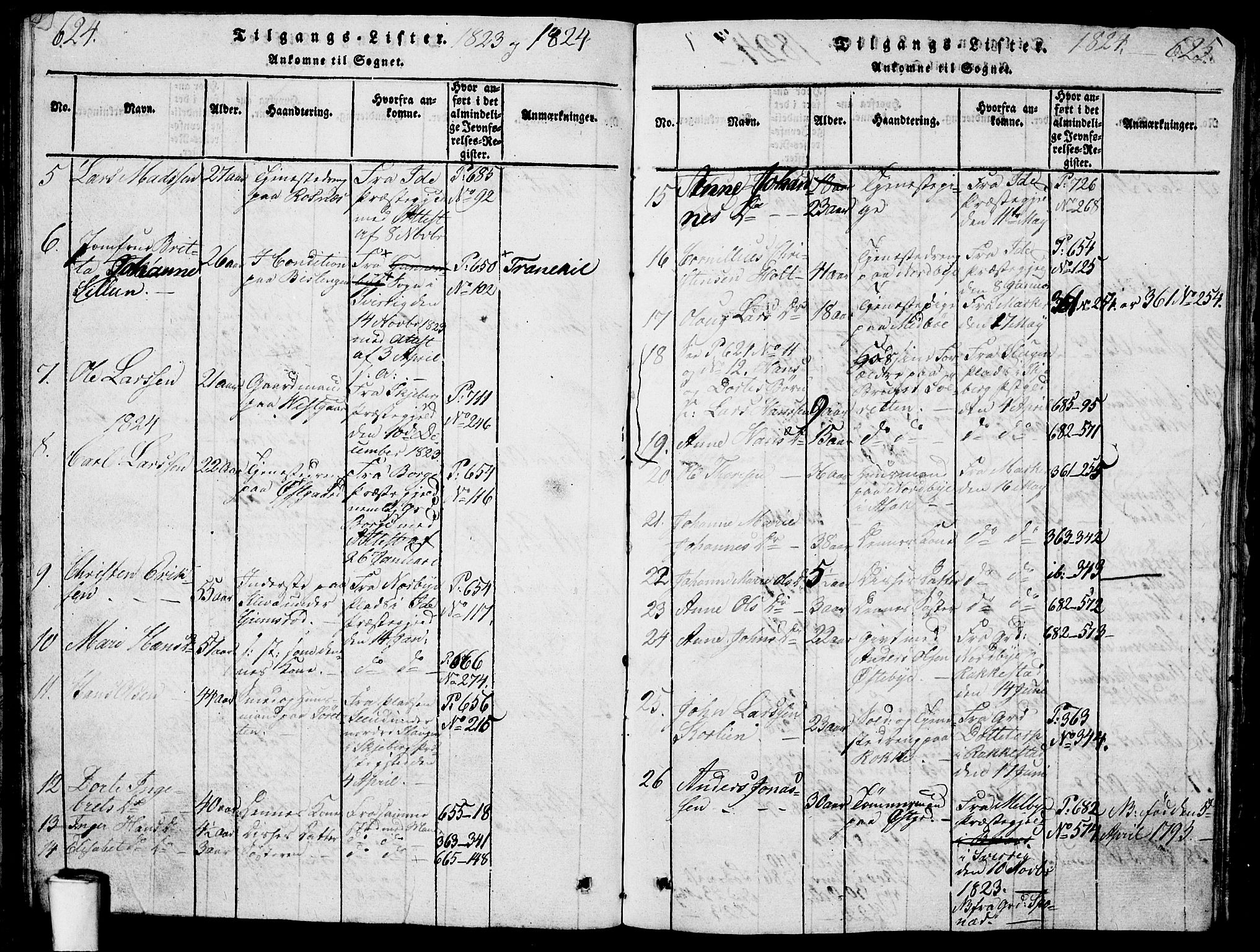 Berg prestekontor Kirkebøker, AV/SAO-A-10902/G/Ga/L0001: Parish register (copy) no. I 1, 1815-1832, p. 624-625