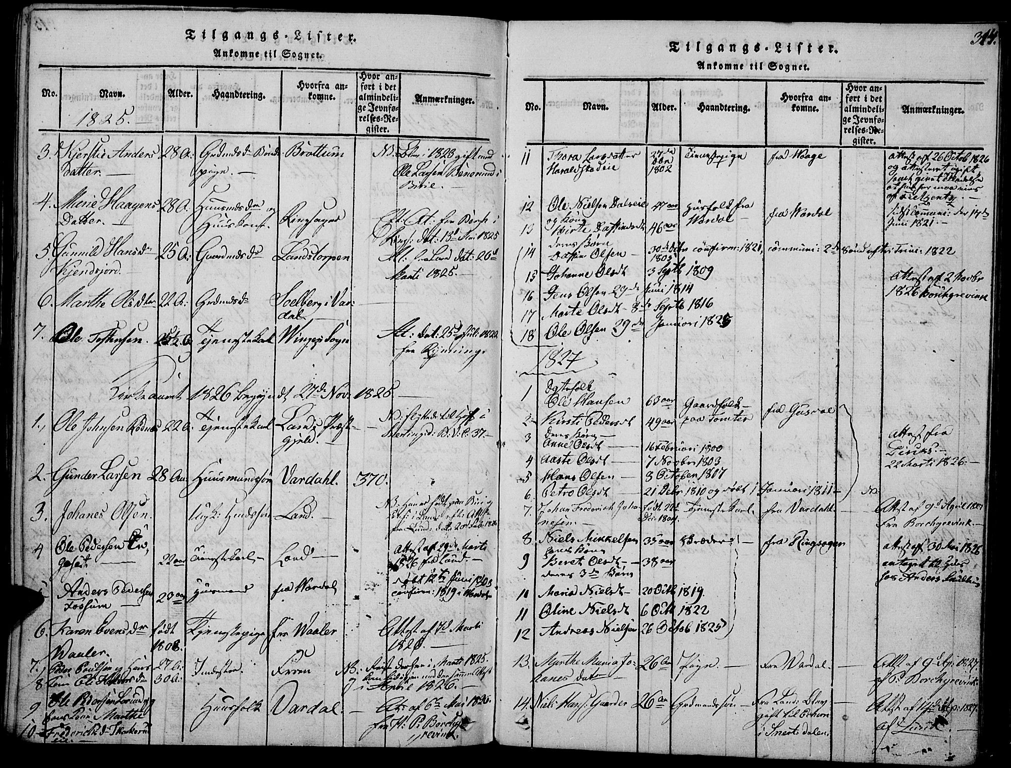 Biri prestekontor, SAH/PREST-096/H/Ha/Haa/L0003: Parish register (official) no. 3, 1814-1828, p. 314