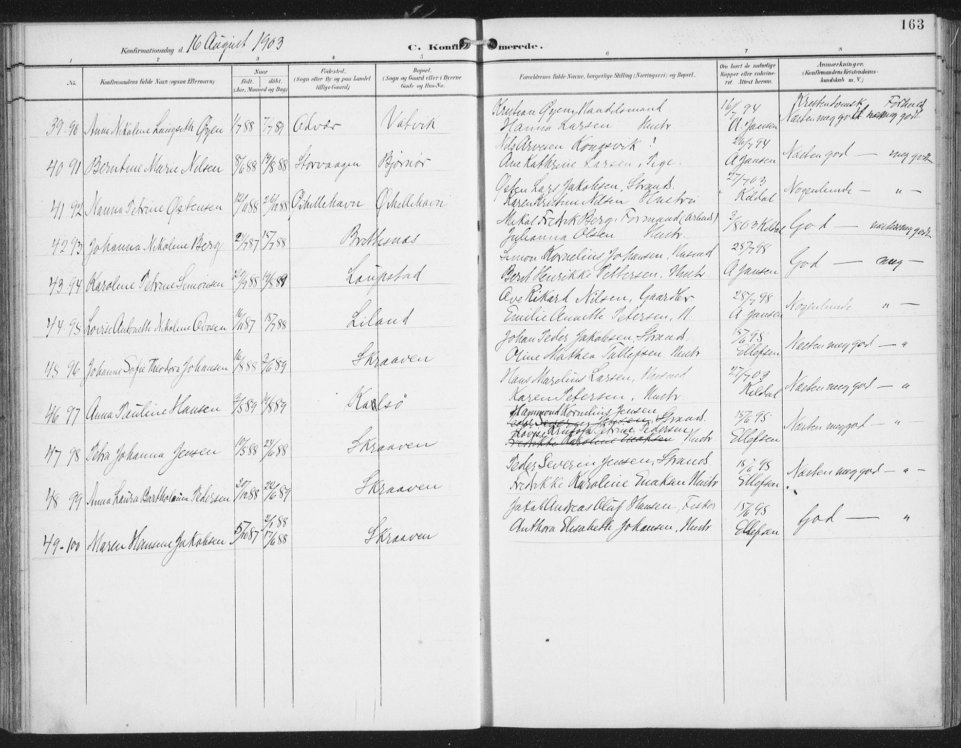 Ministerialprotokoller, klokkerbøker og fødselsregistre - Nordland, SAT/A-1459/874/L1062: Parish register (official) no. 874A06, 1899-1907, p. 163