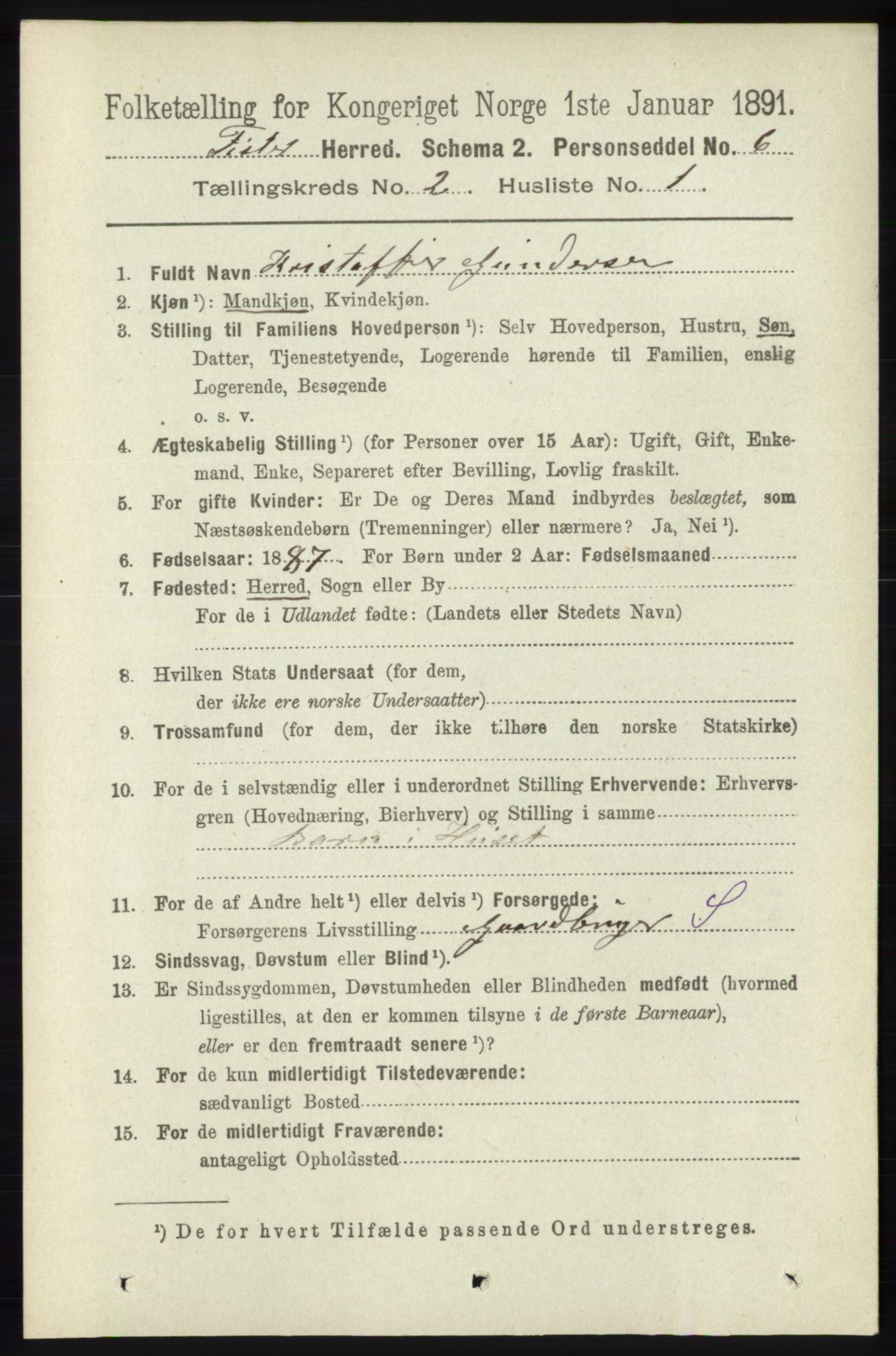 RA, 1891 census for 1132 Fister, 1891, p. 360