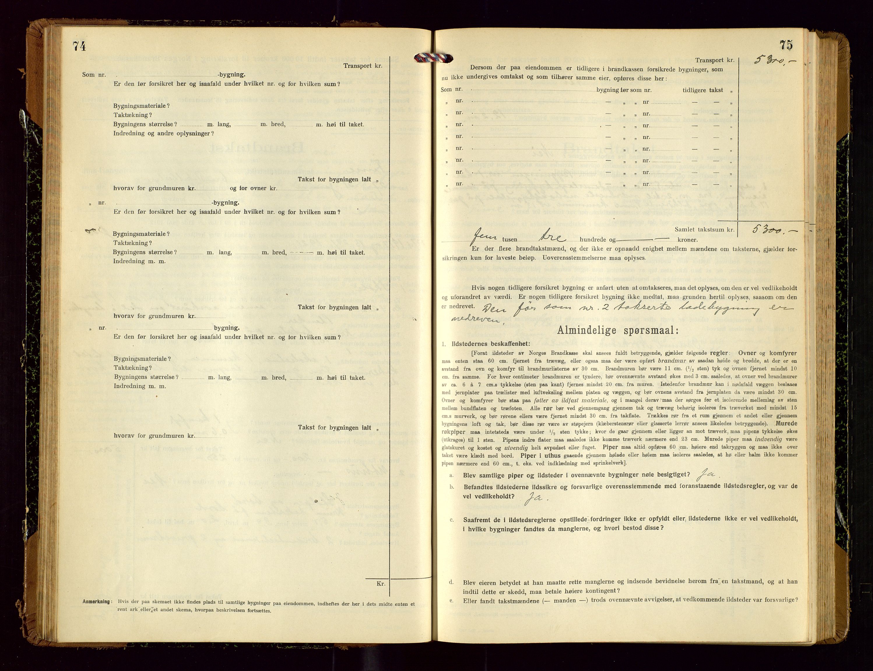 Time lensmannskontor, SAST/A-100420/Gob/L0002: Branntakstprotokoll, 1919-1952, p. 74-75