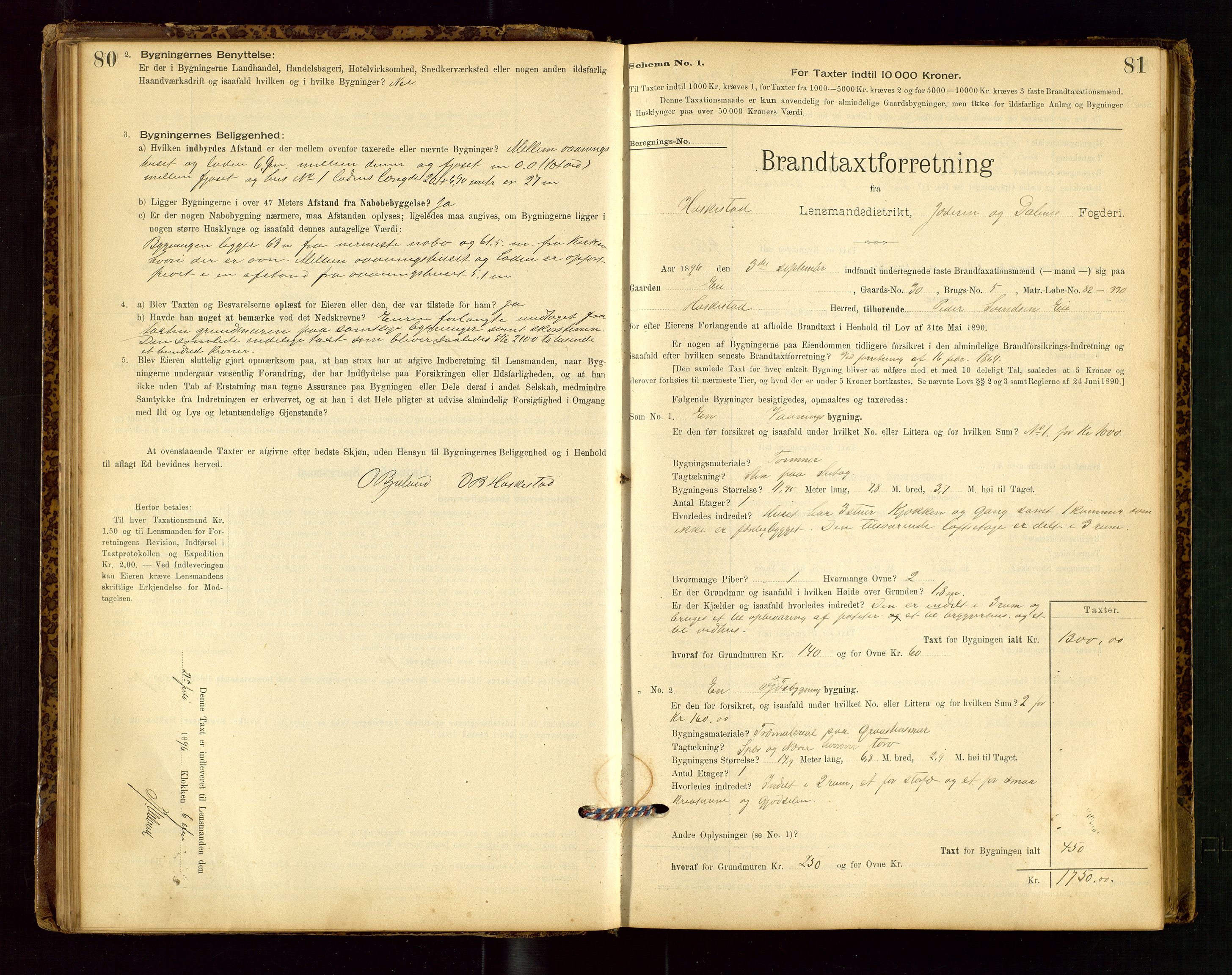 Heskestad lensmannskontor, SAST/A-100304/Gob/L0001: "Brandtaxationsprotokol", 1894-1915, p. 80-81