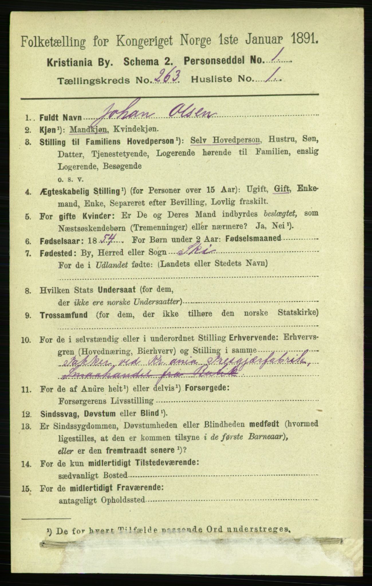 RA, 1891 census for 0301 Kristiania, 1891, p. 159697