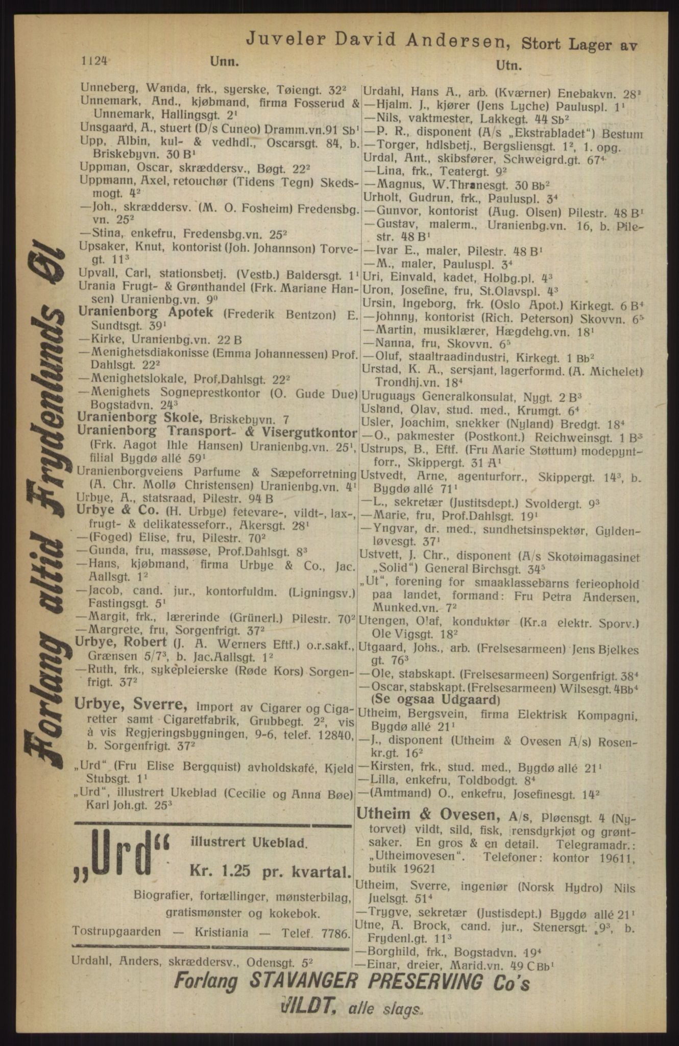 Kristiania/Oslo adressebok, PUBL/-, 1914, p. 1124