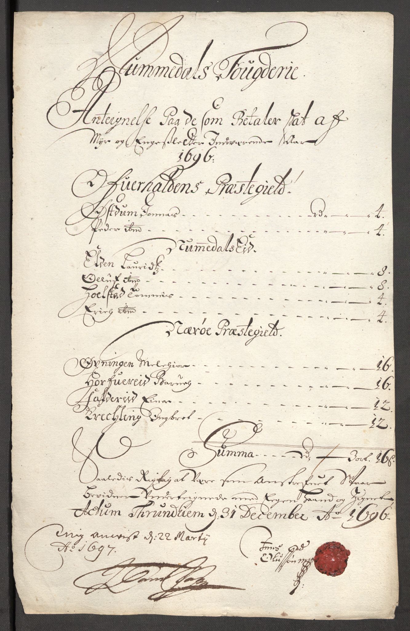 Rentekammeret inntil 1814, Reviderte regnskaper, Fogderegnskap, RA/EA-4092/R64/L4425: Fogderegnskap Namdal, 1696-1698, p. 13