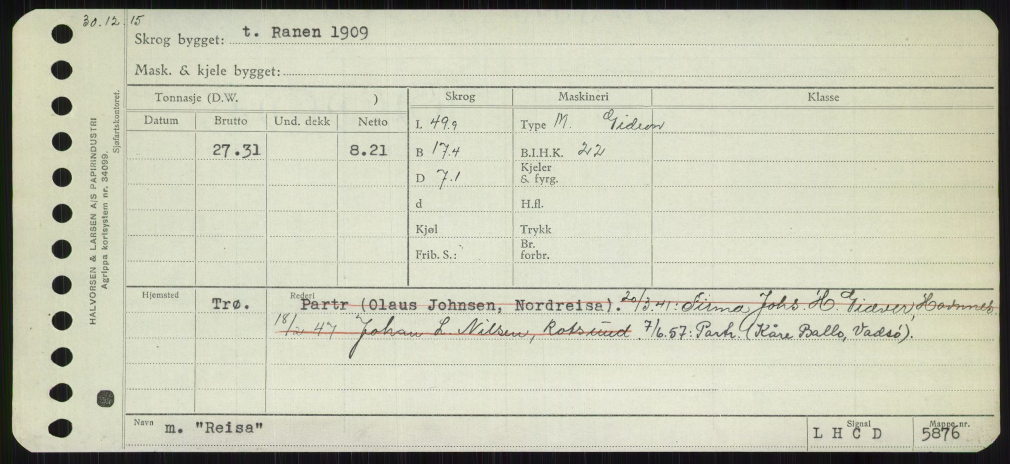 Sjøfartsdirektoratet med forløpere, Skipsmålingen, RA/S-1627/H/Ha/L0004/0002: Fartøy, Mas-R / Fartøy, Odin-R, p. 617