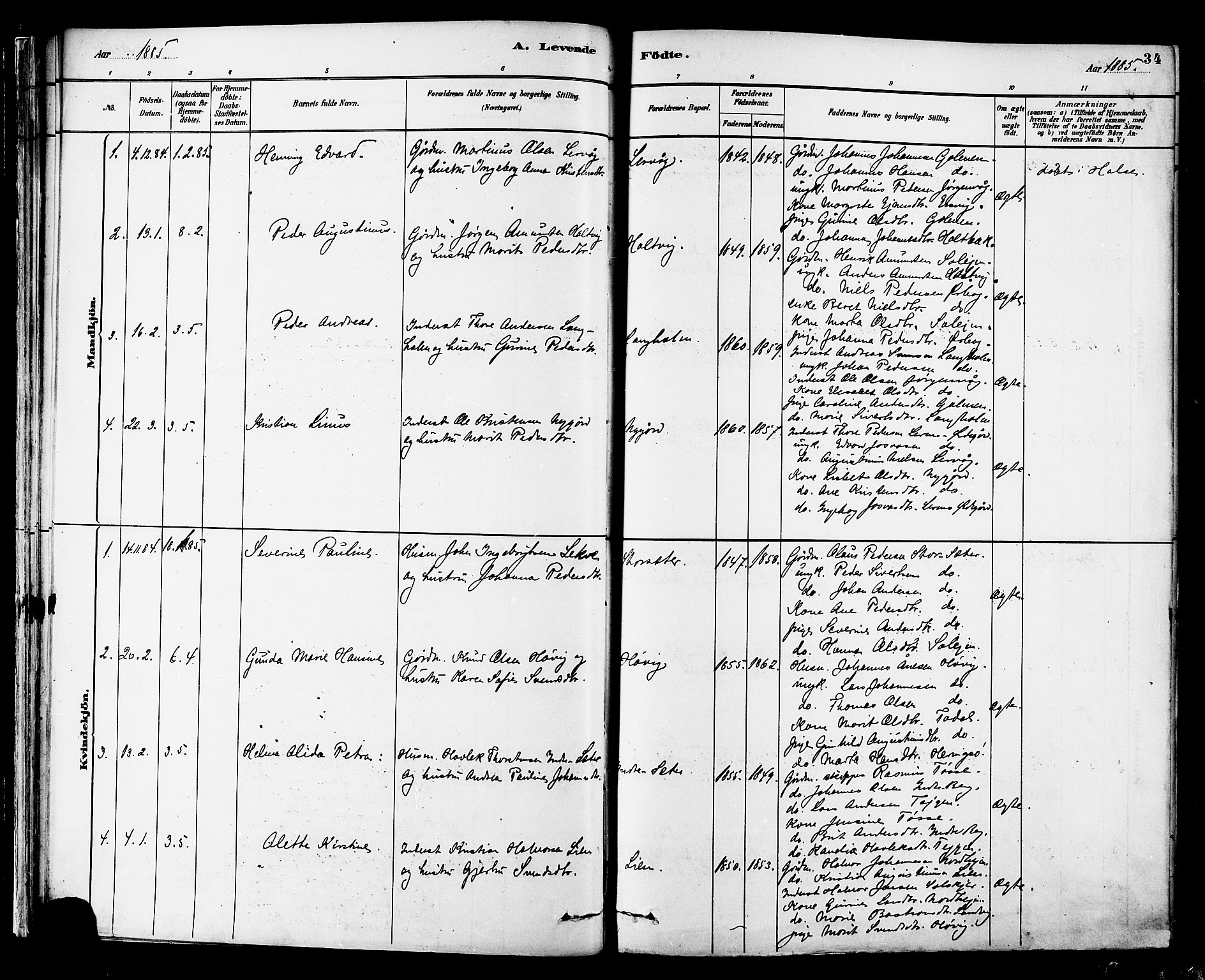 Ministerialprotokoller, klokkerbøker og fødselsregistre - Møre og Romsdal, AV/SAT-A-1454/577/L0896: Parish register (official) no. 577A03, 1880-1898, p. 34