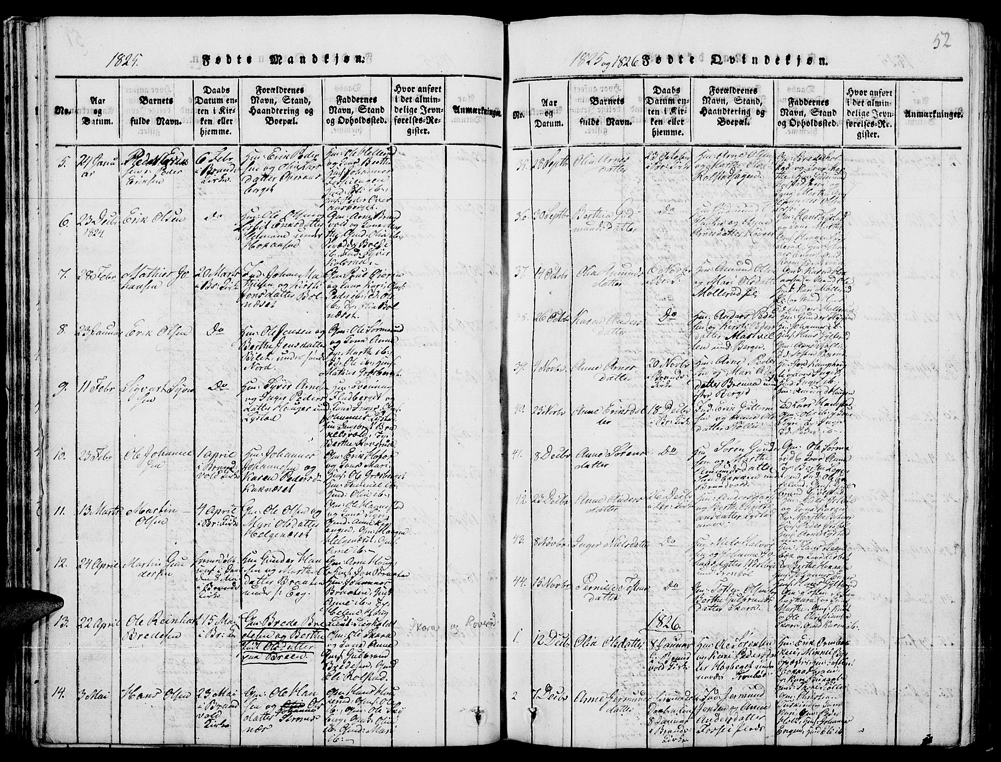 Grue prestekontor, SAH/PREST-036/H/Ha/Hab/L0001: Parish register (copy) no. 1, 1814-1841, p. 52