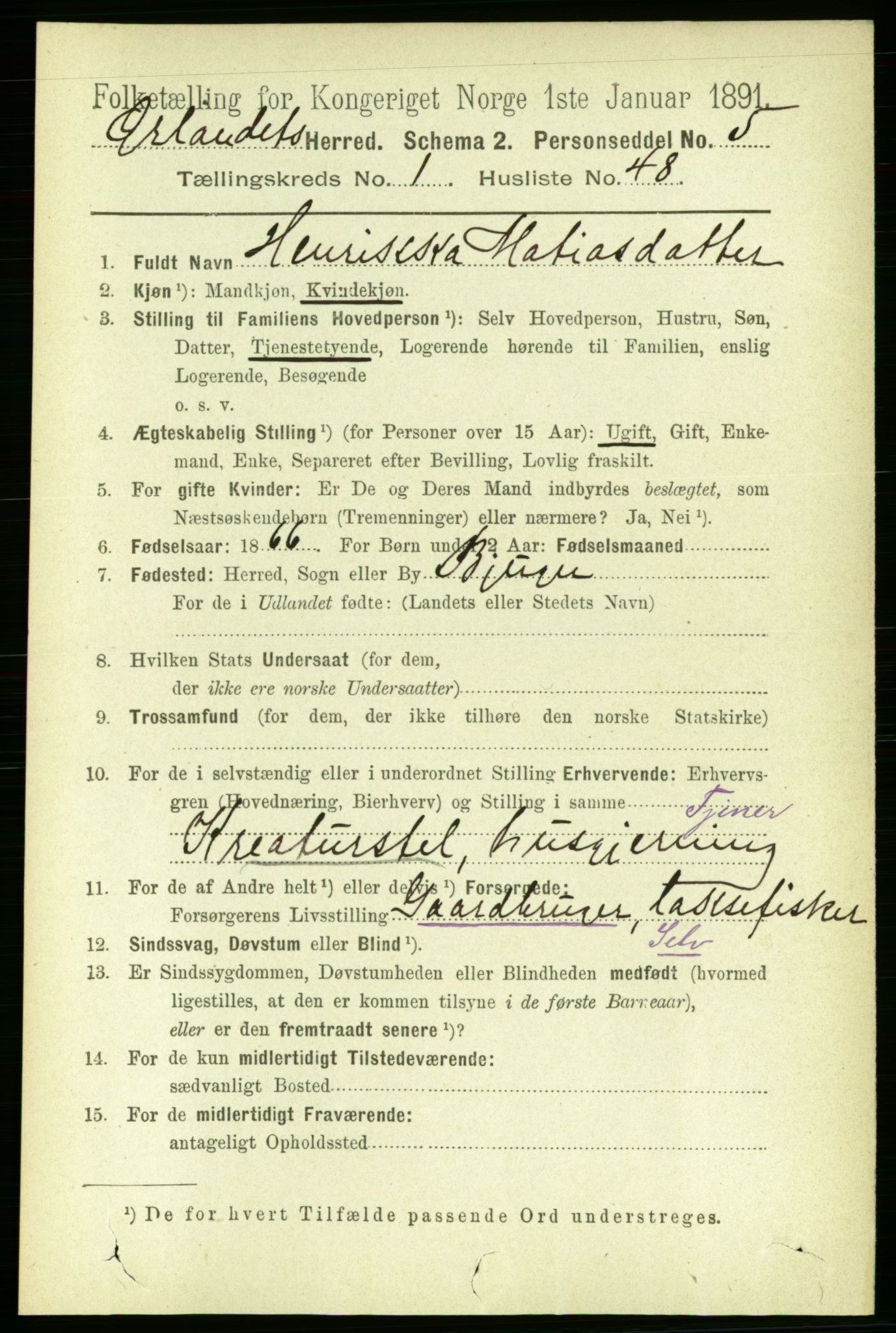 RA, 1891 census for 1621 Ørland, 1891, p. 403