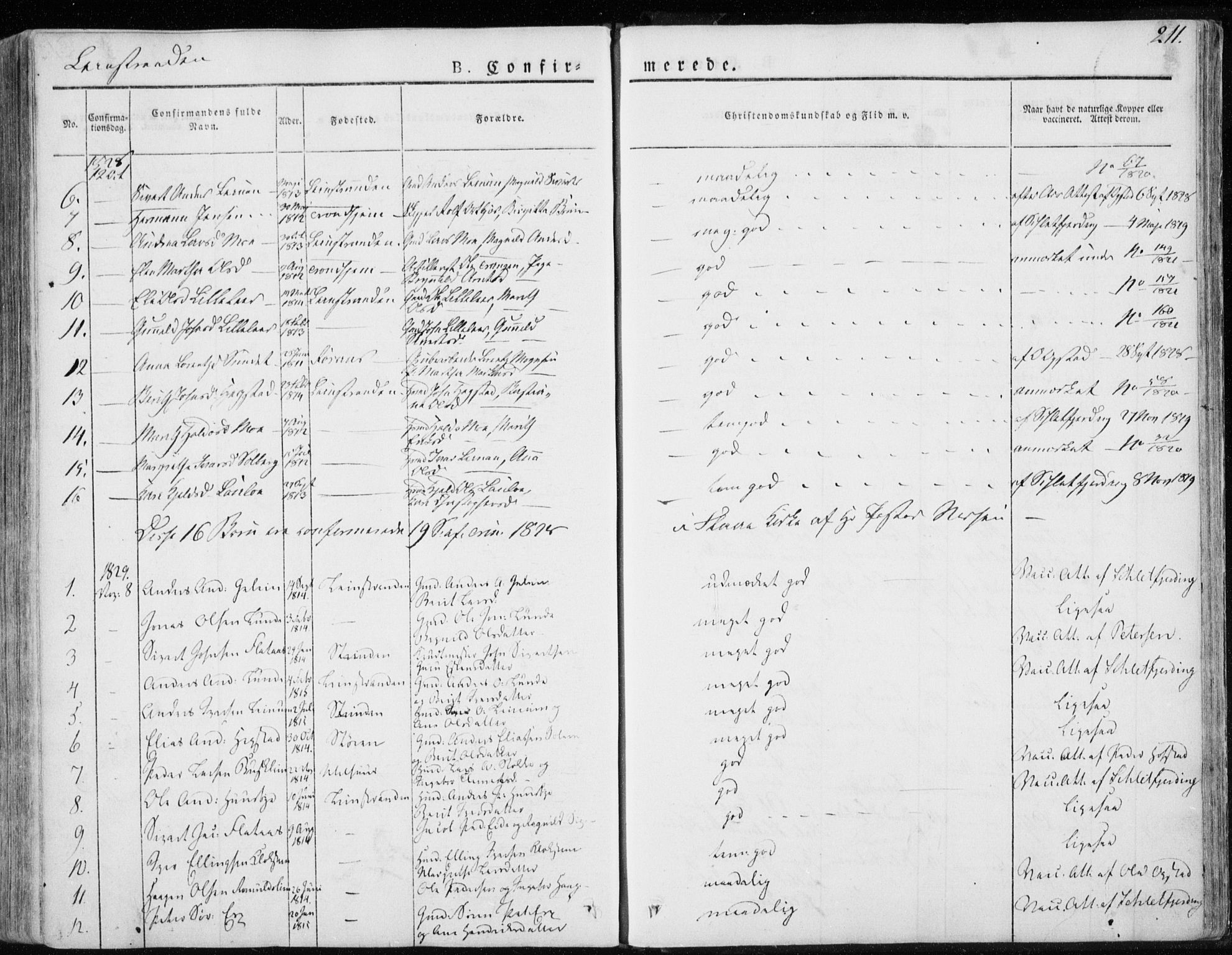 Ministerialprotokoller, klokkerbøker og fødselsregistre - Sør-Trøndelag, SAT/A-1456/691/L1069: Parish register (official) no. 691A04, 1826-1841, p. 211