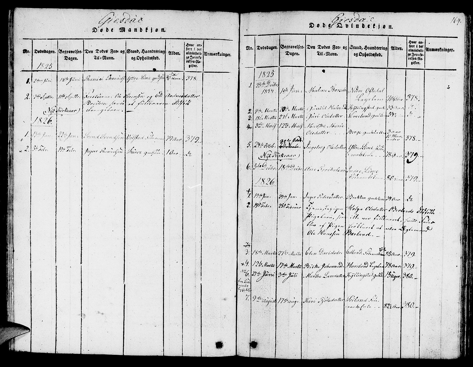 Lye sokneprestkontor, SAST/A-101794/001/30BB/L0001: Parish register (copy) no. B 1 /2, 1816-1826, p. 164